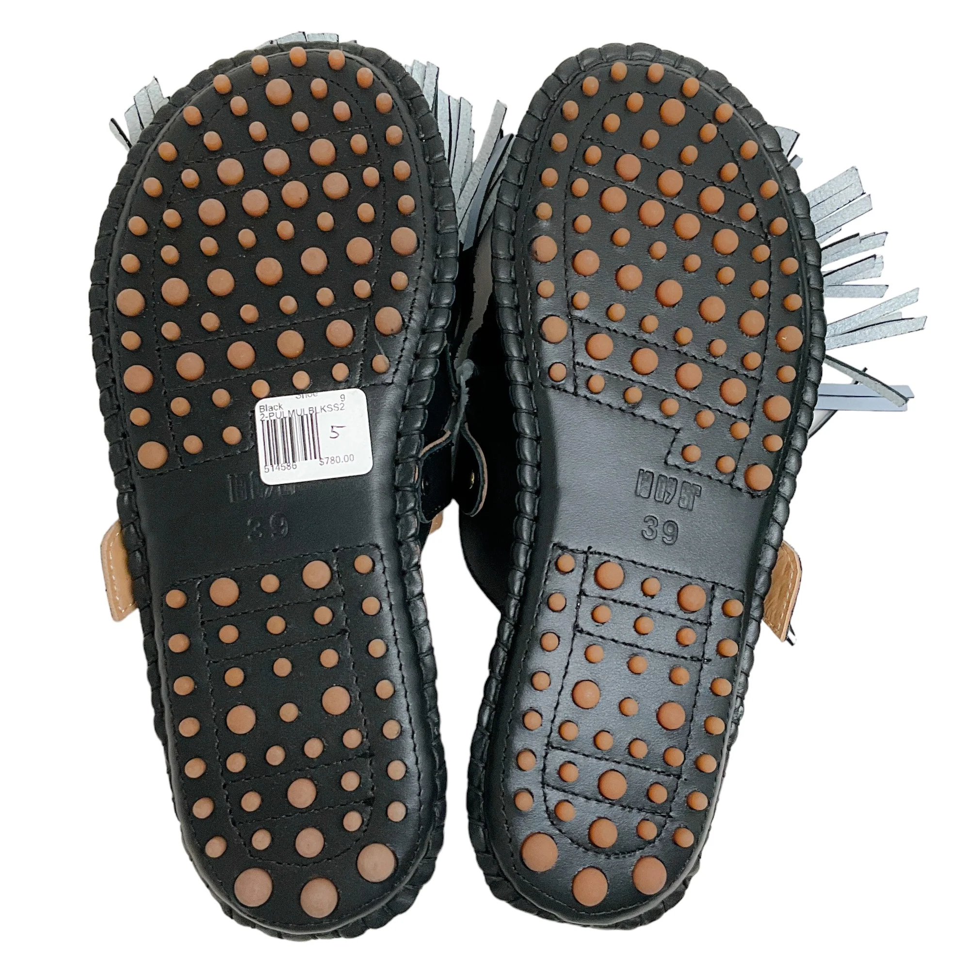 13 09 SR Black / White Leather Puli Mules - Image 7