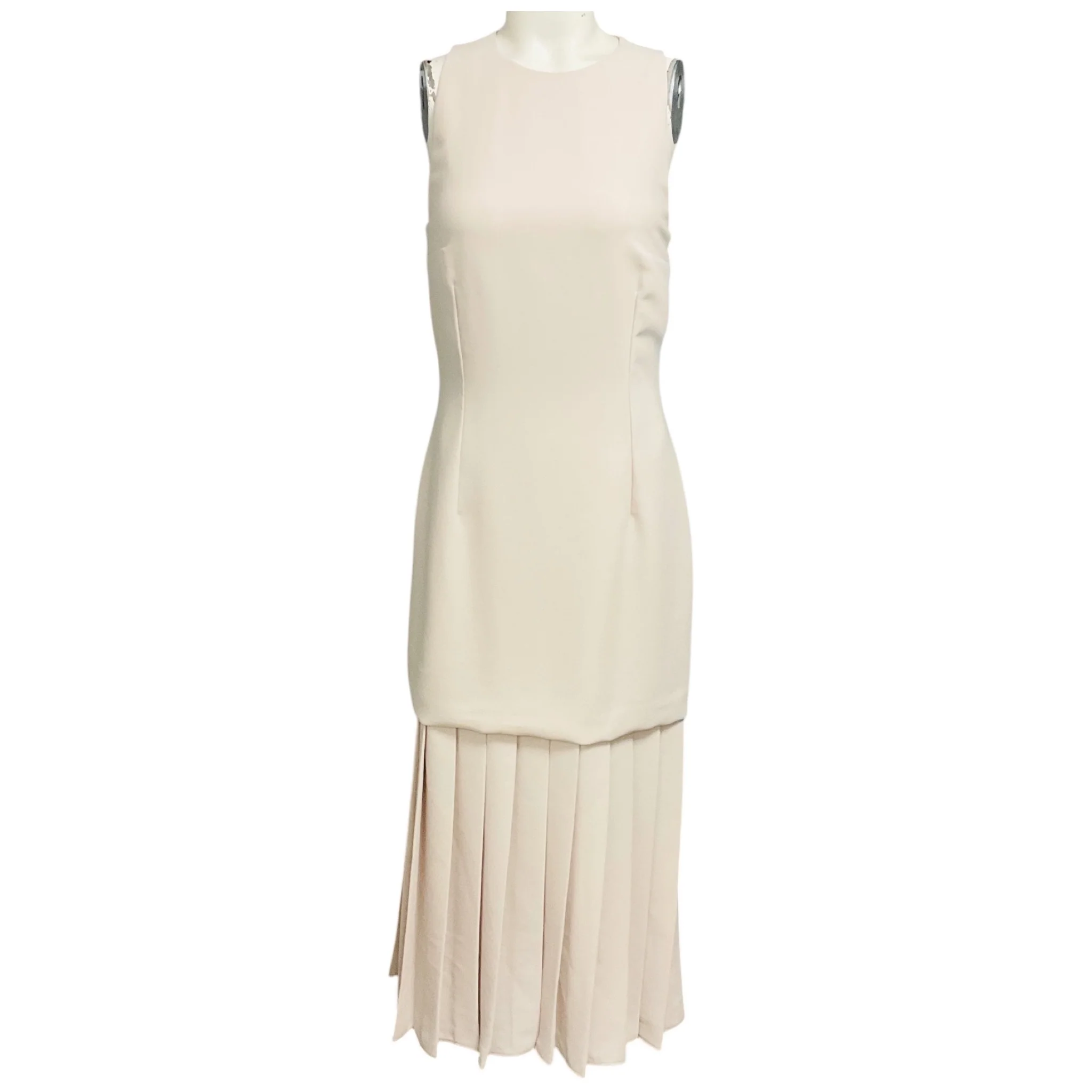 16ARLINGTON Osso Beige Anci Drop Waist Crepe Midi Dress