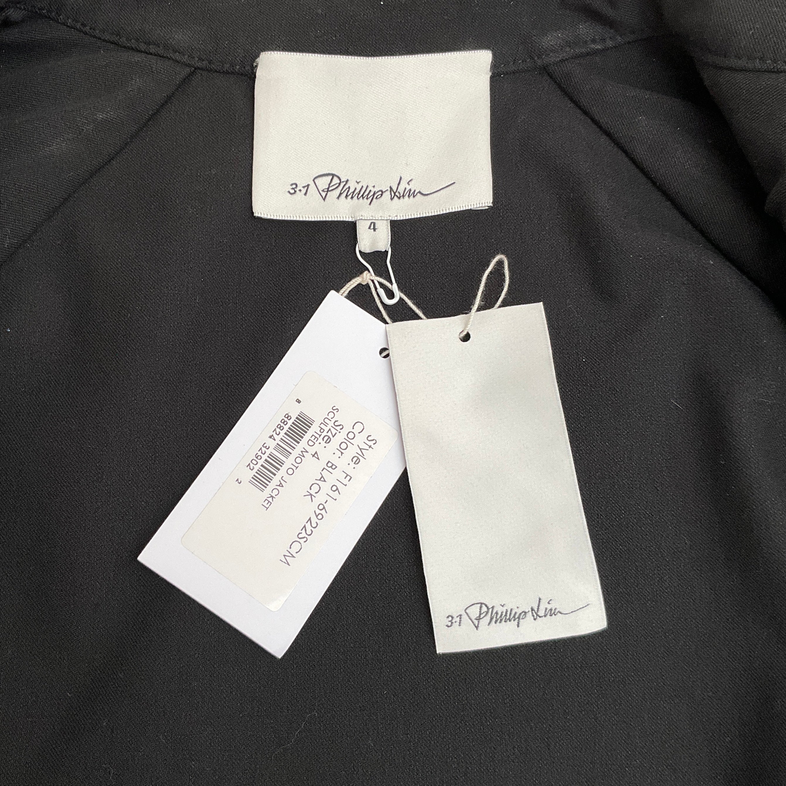 3.1 Phillip Lim Black Cotton Sculpted Moto Jacket - Image 4
