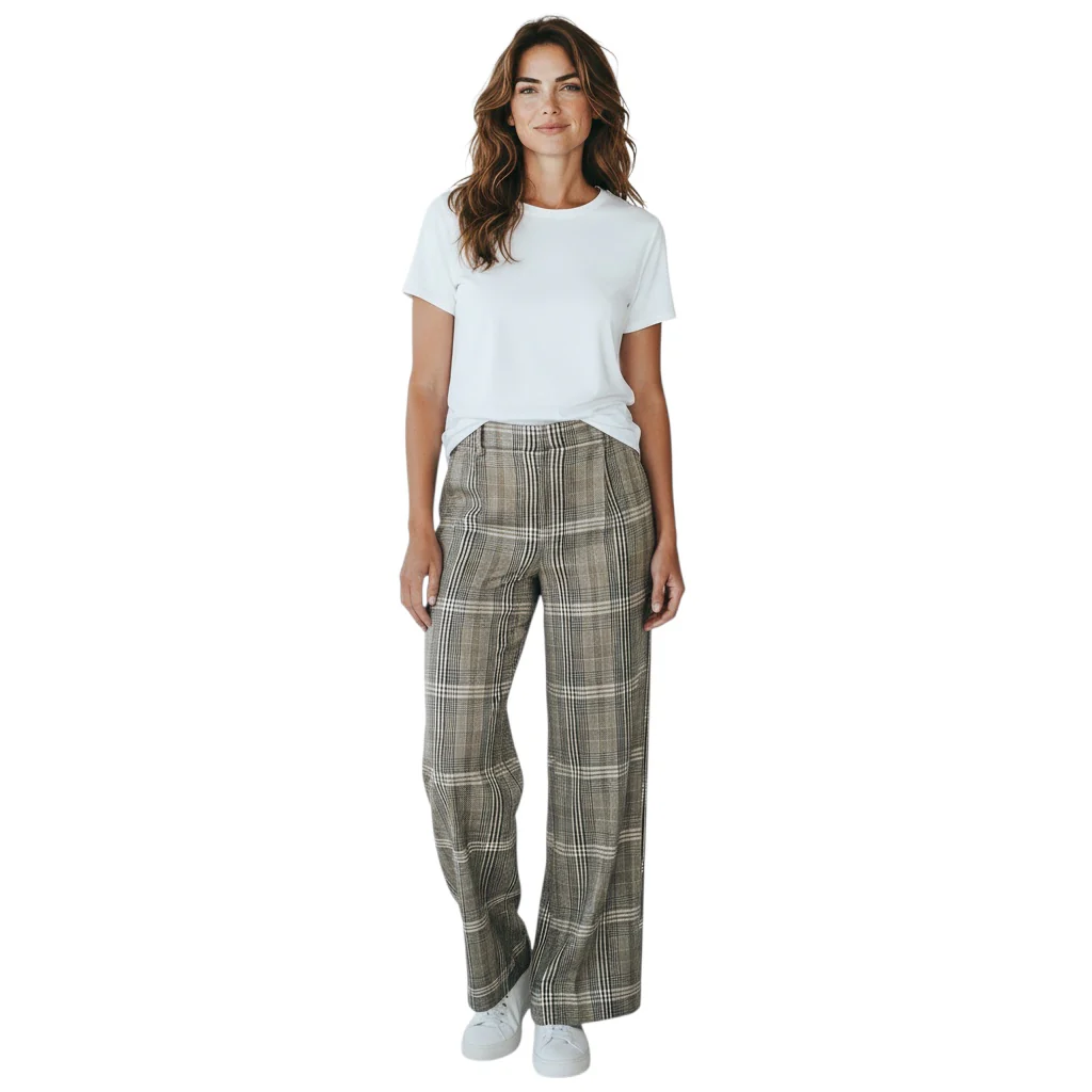 3.1 Phillip Lim Brown Multi Sequin Plaid Wide Leg Trouser - Image 6