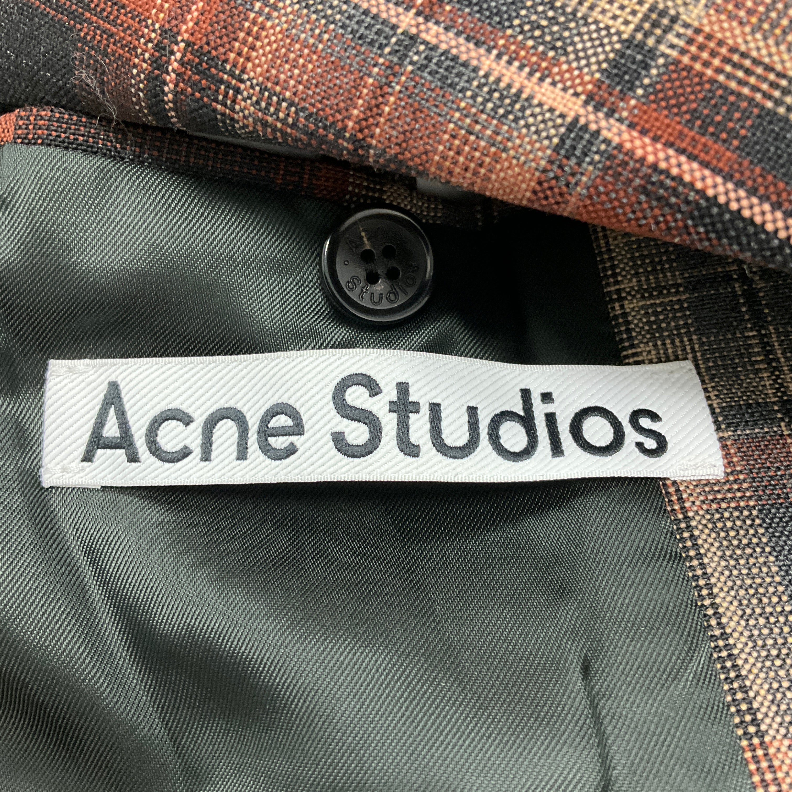 Acne Studios Brown Multi Check Bonded Suit Jacket - Image 4