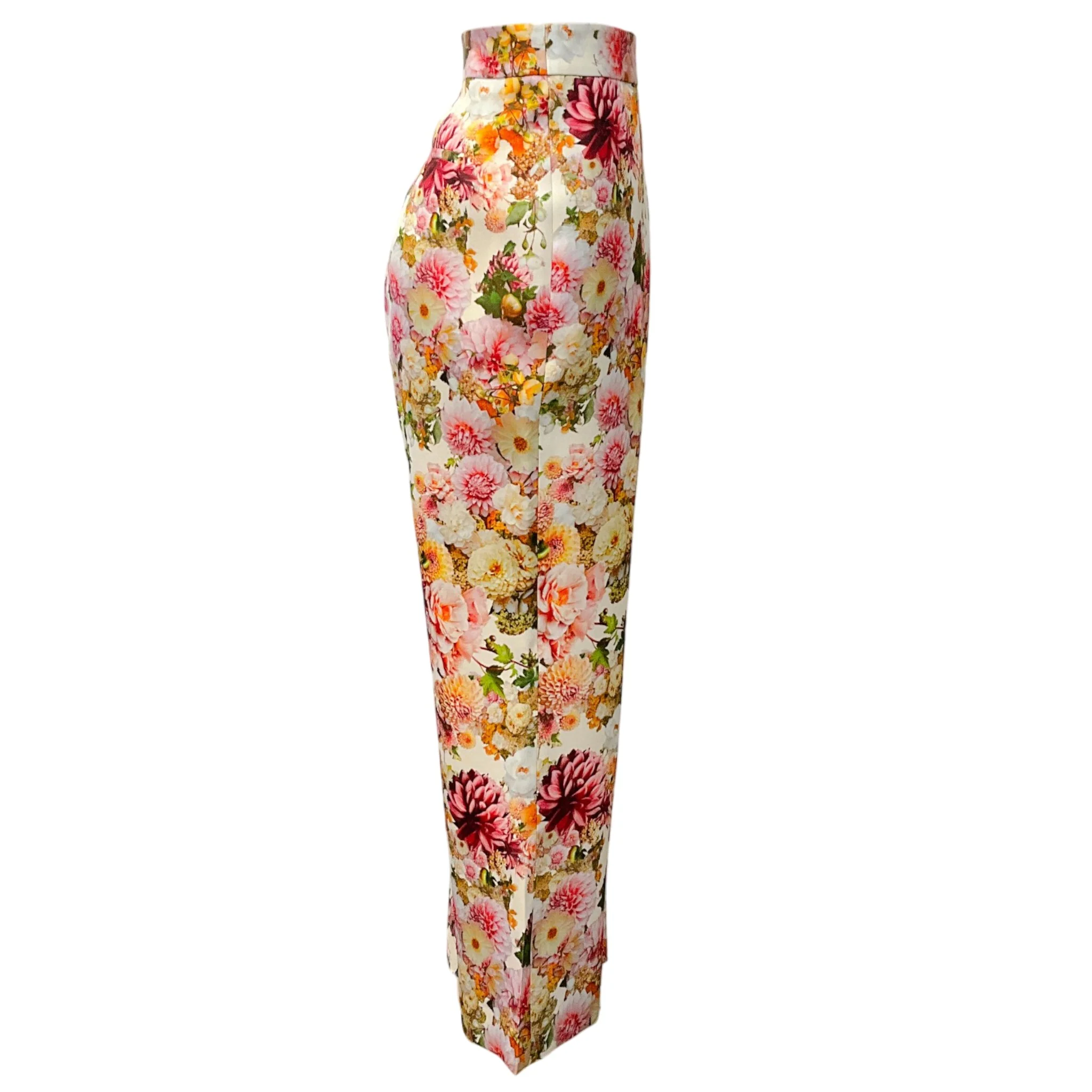 Adam Lippes Cream Multi Floral Wool / Silk Pants - Image 2