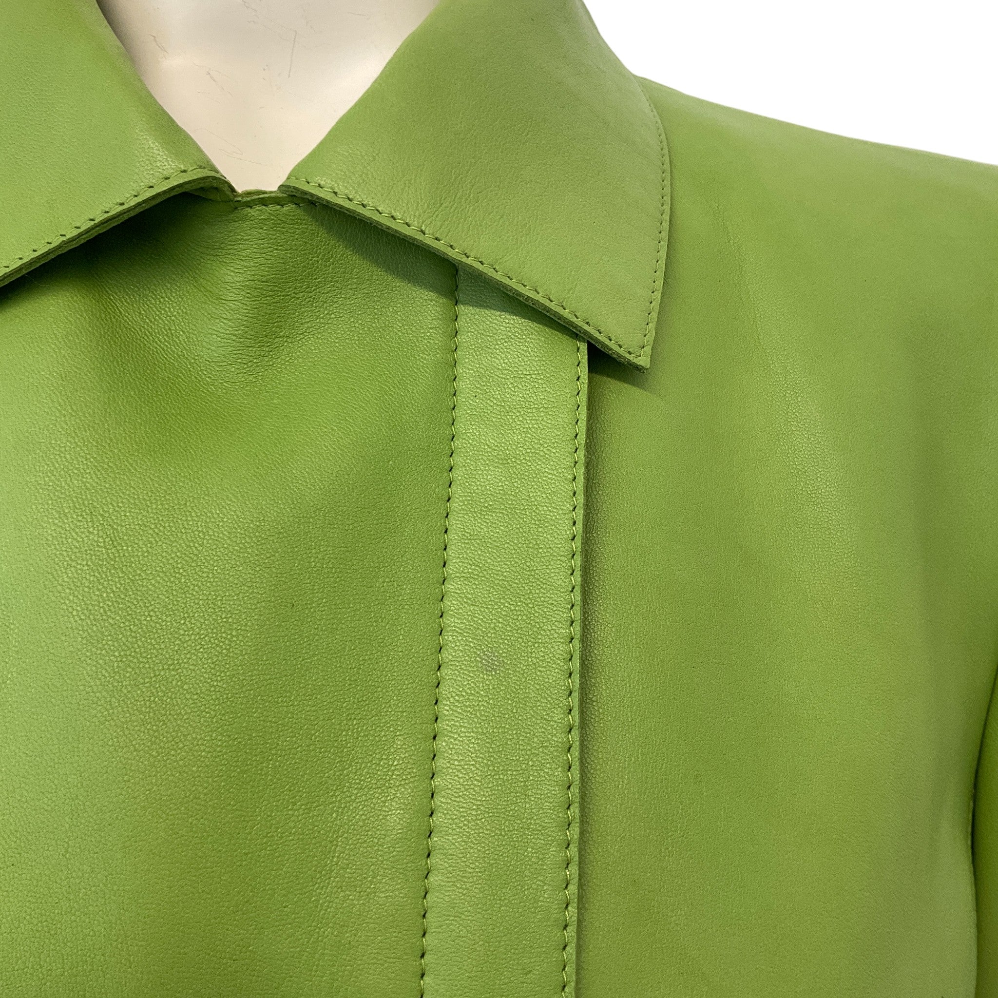 Akris Lime Green Leather Jacket - Image 4