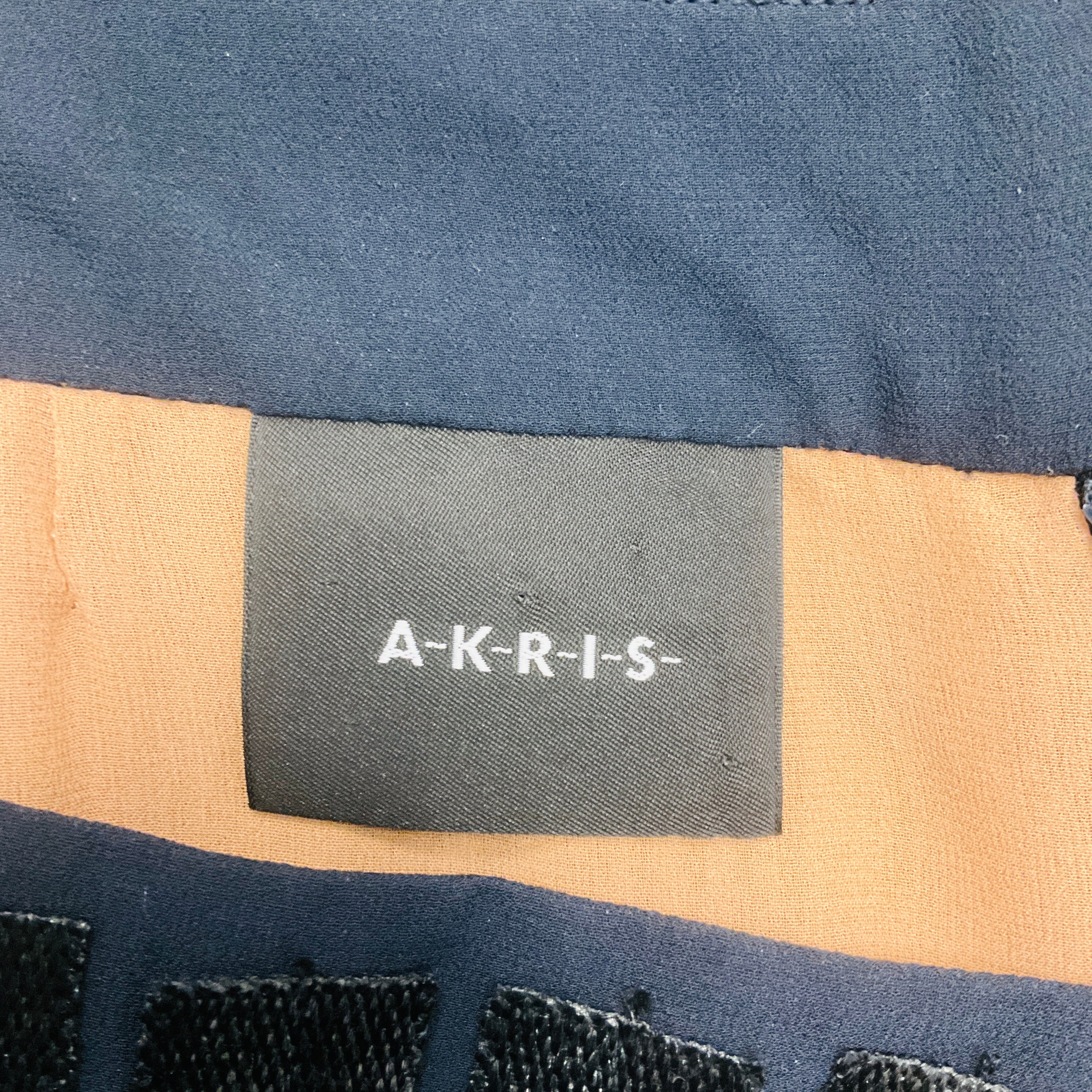 Akris Navy Blue Sleeveless Square Neck Chiffon Mini Shift Dress - Image 4