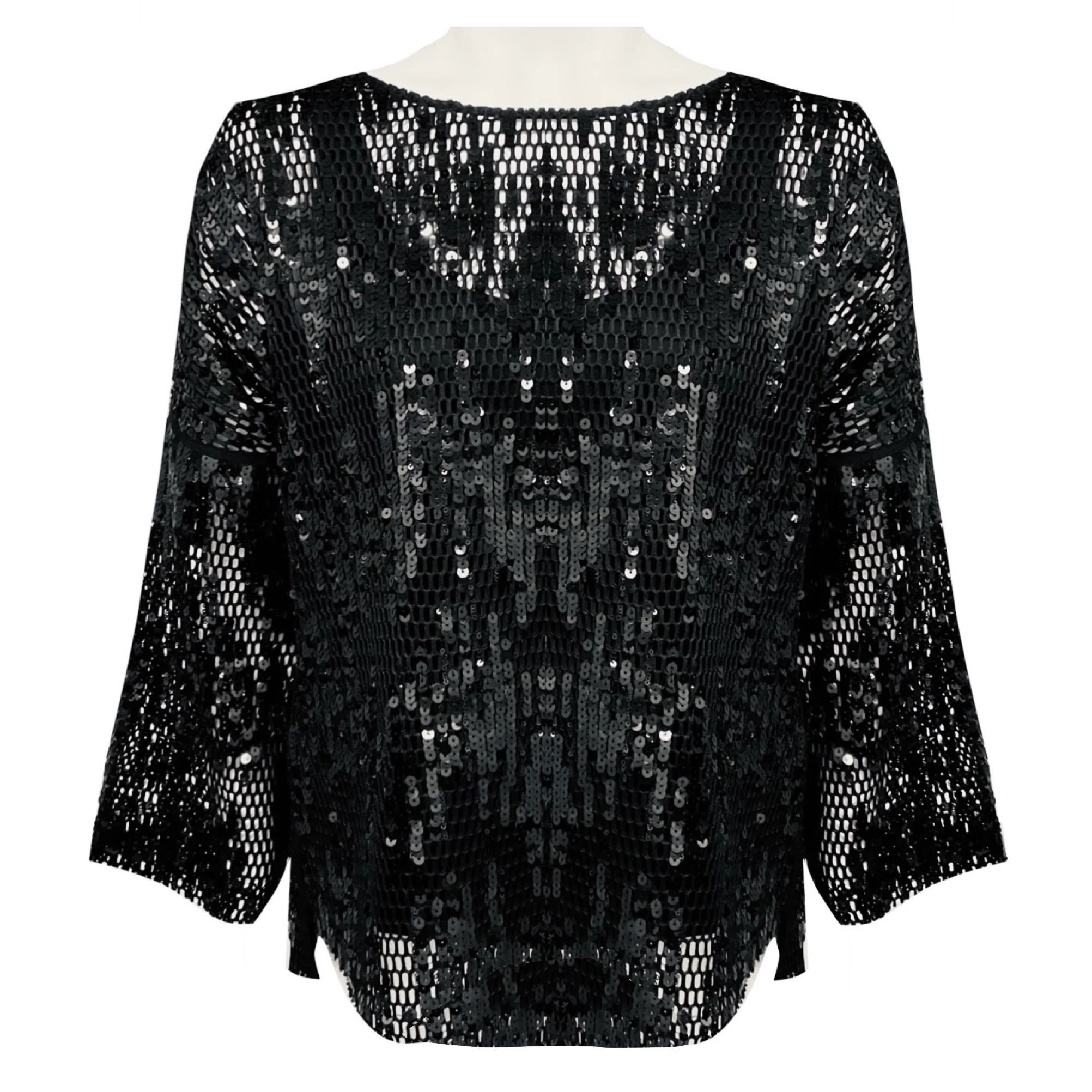 Akris Punto Black Sequined Mesh Top
