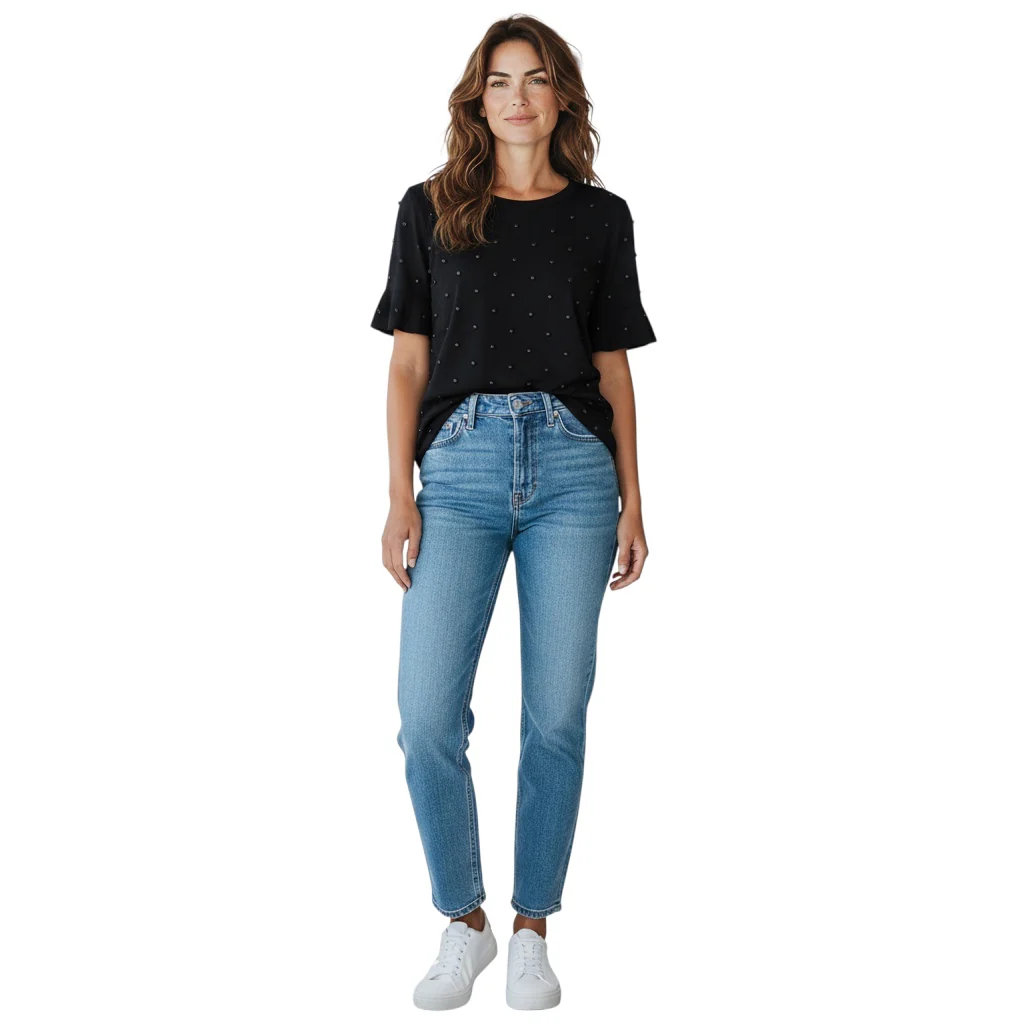 Akris Punto Black Studded Short Sleeved Stretch Knit Top - Image 4