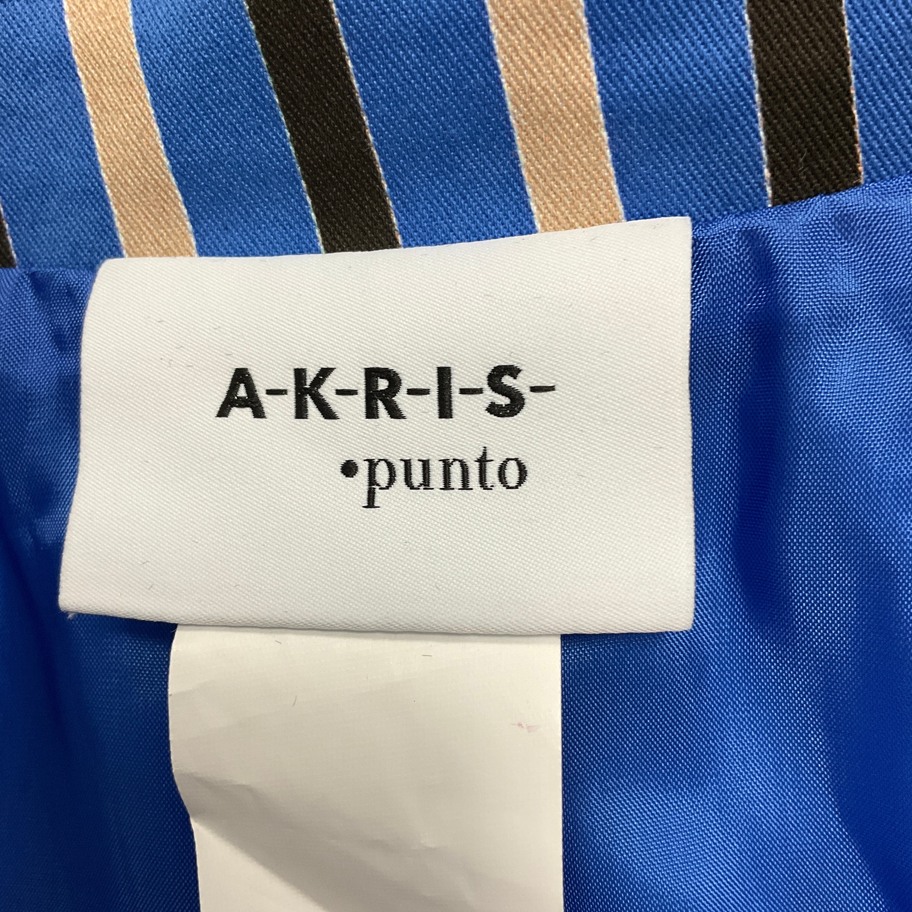 Akris Punto Blue / Beige / Black Striped One Button Blazer Jacket - Image 4