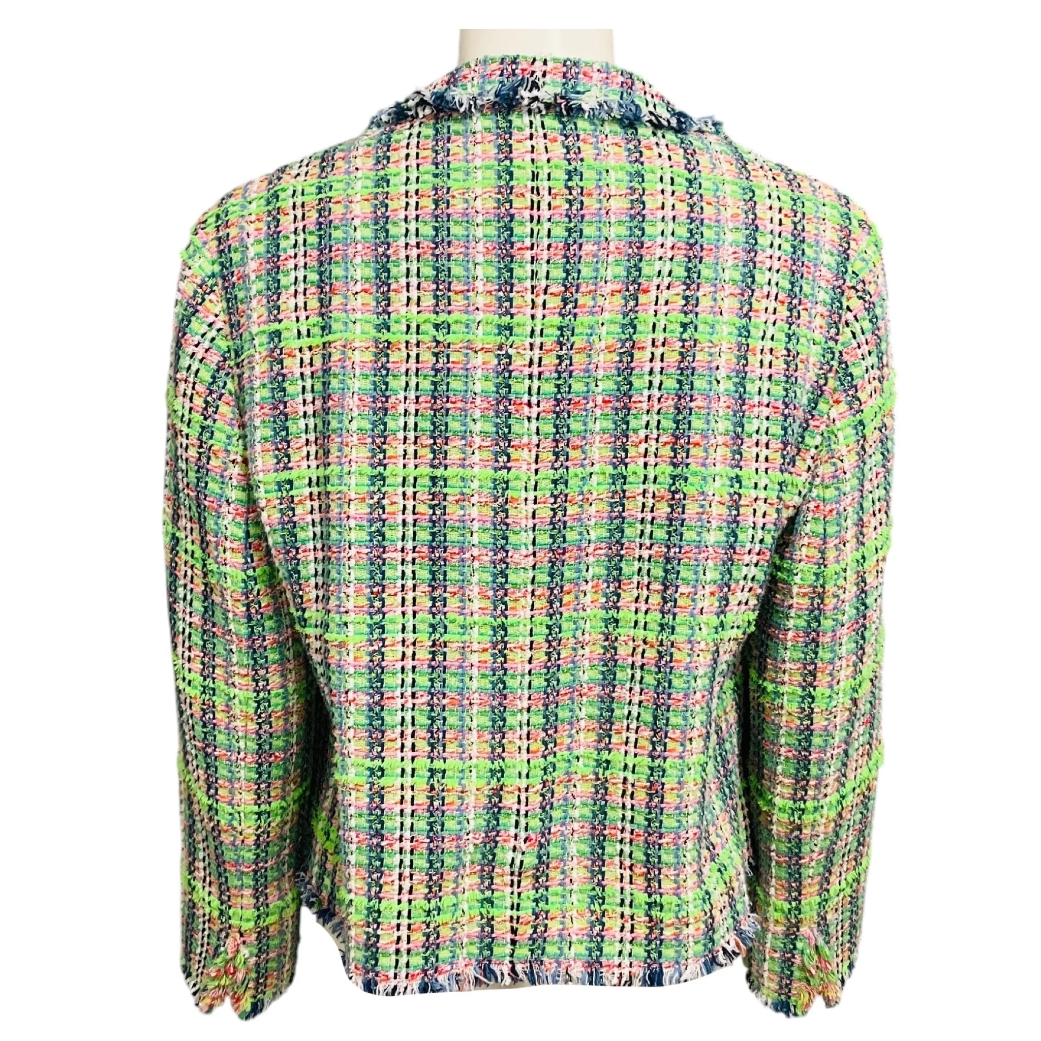 Akris Punto Green Multi Fringed Tweed Jacket - Image 3