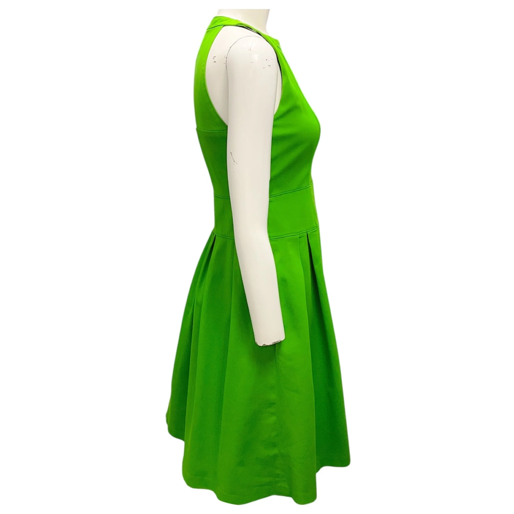 Akris Punto Kelly Green Cut Out Detail Sleeveless Cotton Midi Dress - Image 2
