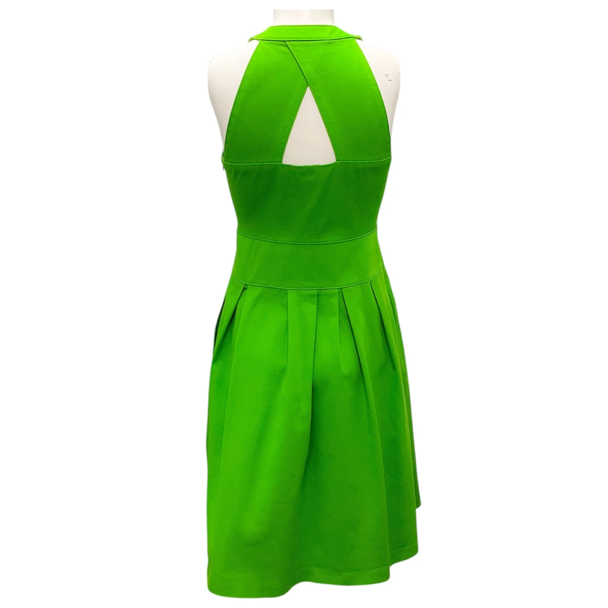 Akris Punto Kelly Green Cut Out Detail Sleeveless Cotton Midi Dress - Image 3