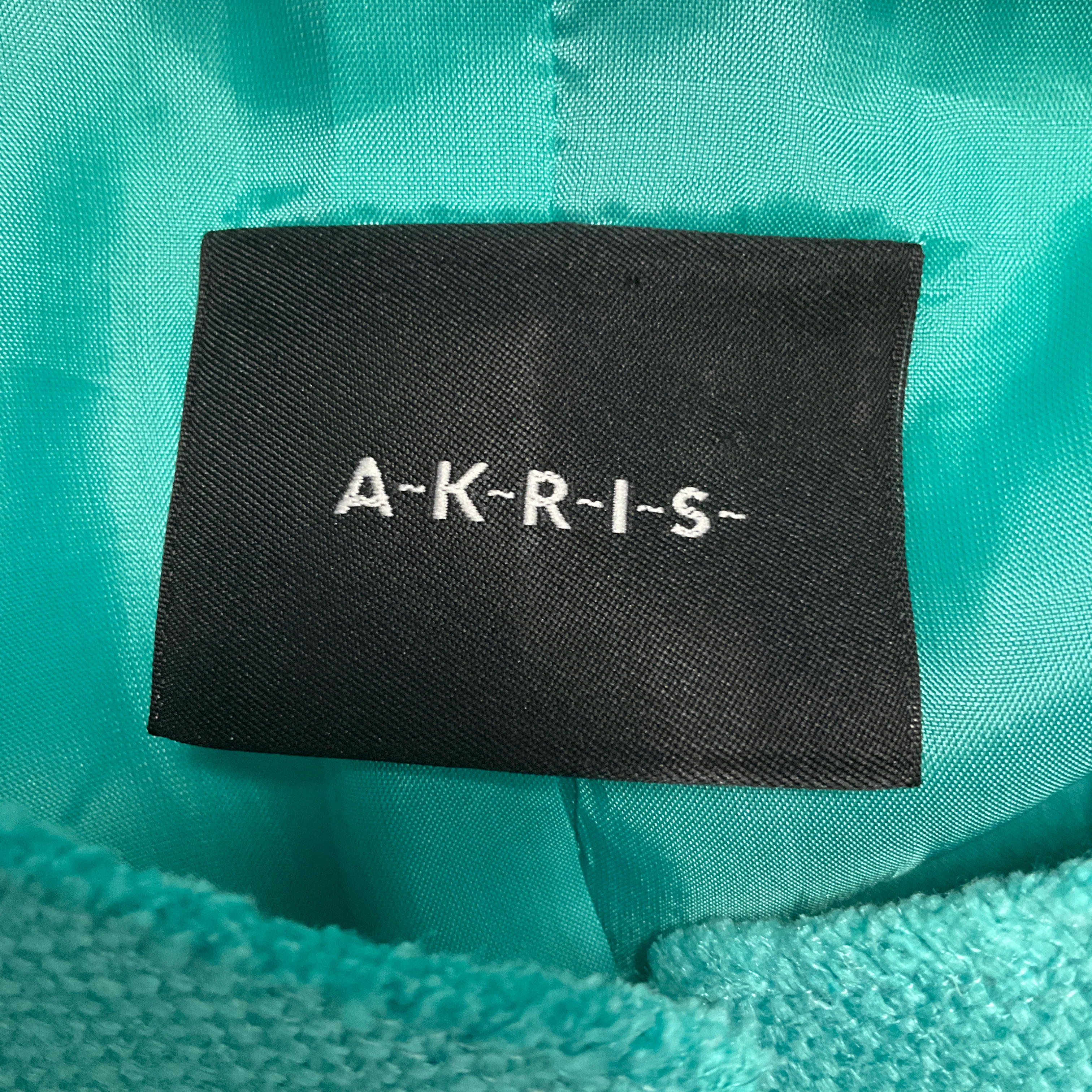 Akris Turquoise Woven Silk and Cashmere Button Front Jacket - Image 4