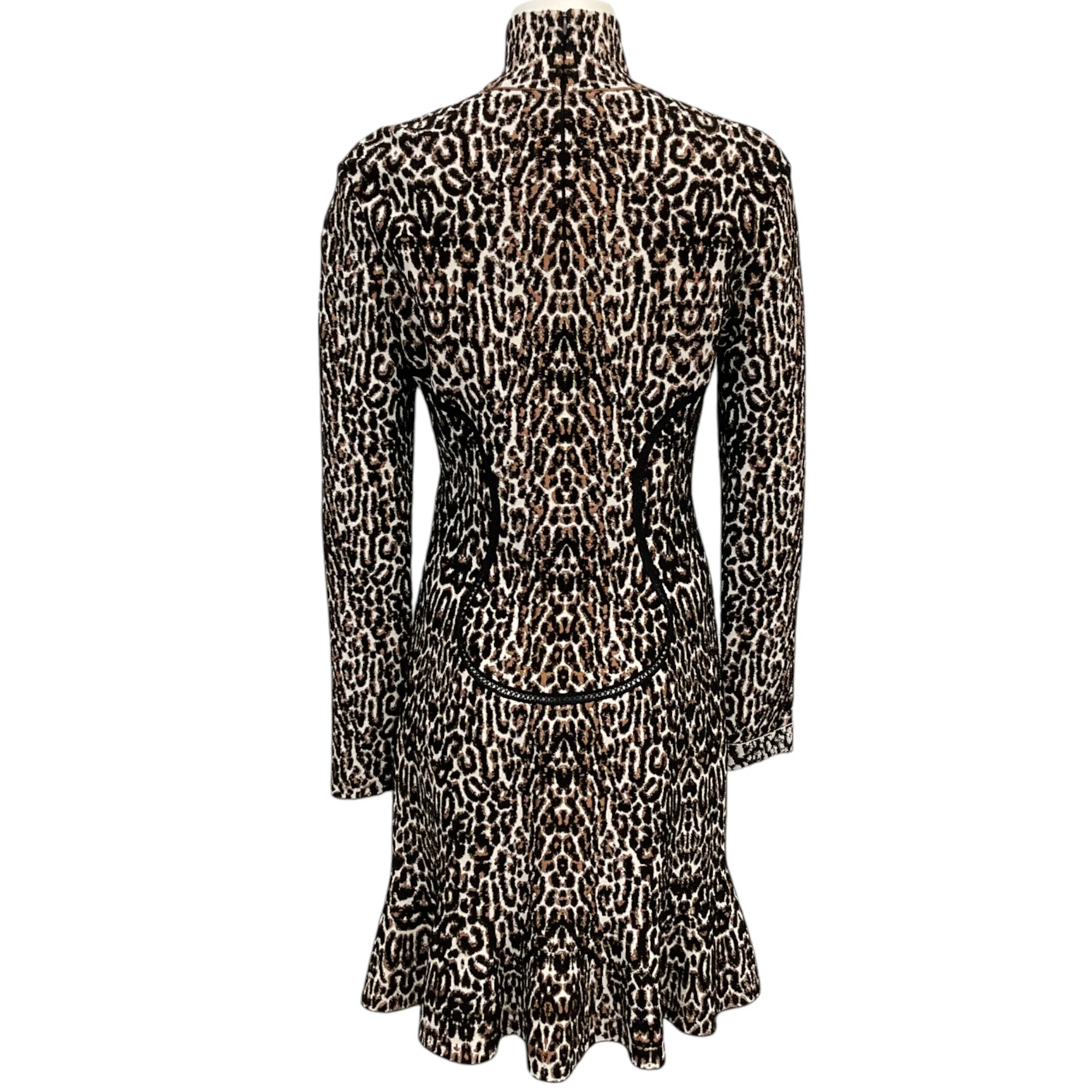 Alaia Black / Brown Leopard Jacquard Knit Dress - Image 3
