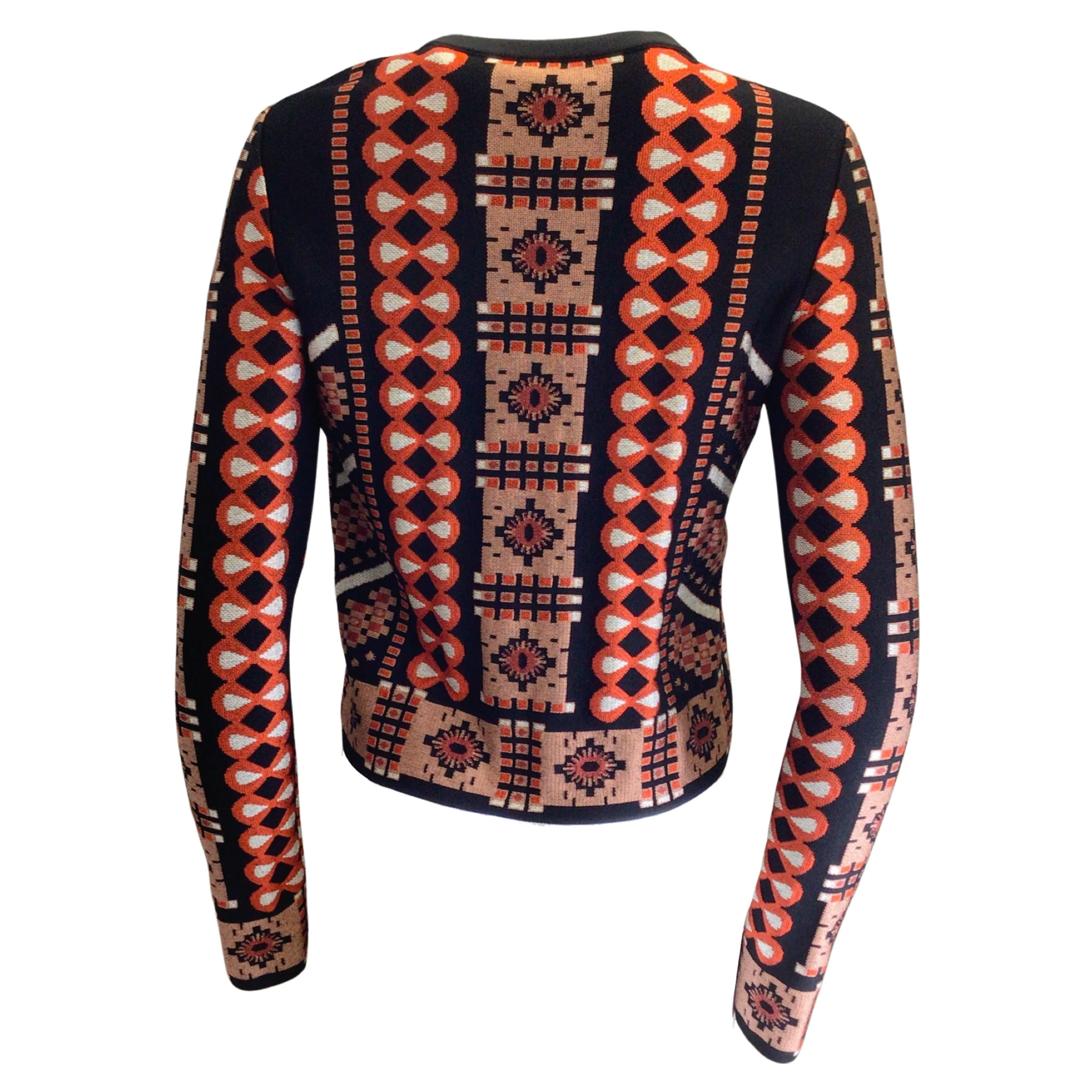 Alaia Black / Red Multi Geometric Jacquard Cardigan Knit Sweater - Image 3
