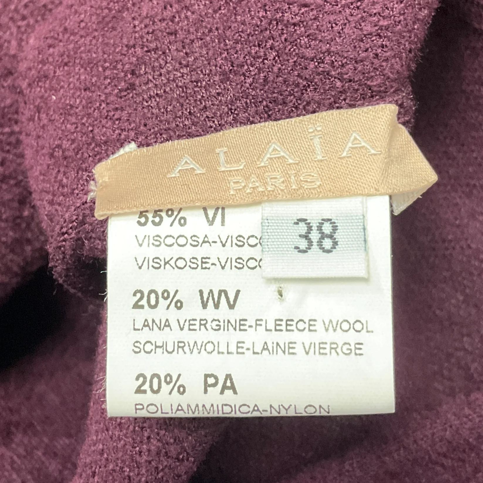 Alaia Burgundy Sleeveless V Neck Stretch Knit Dress - Image 4