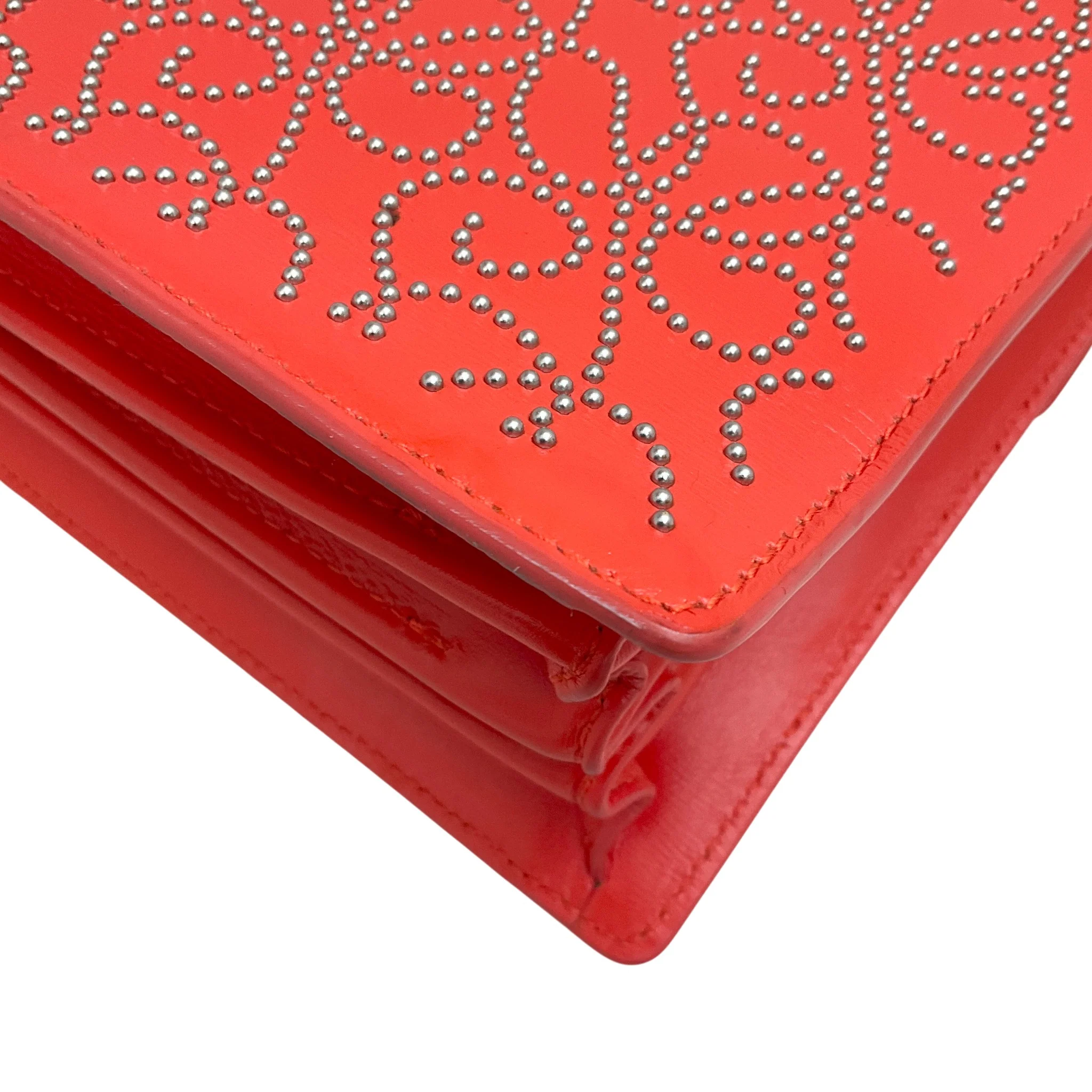 Alaia Coral Leather Studded Satchel - Image 8