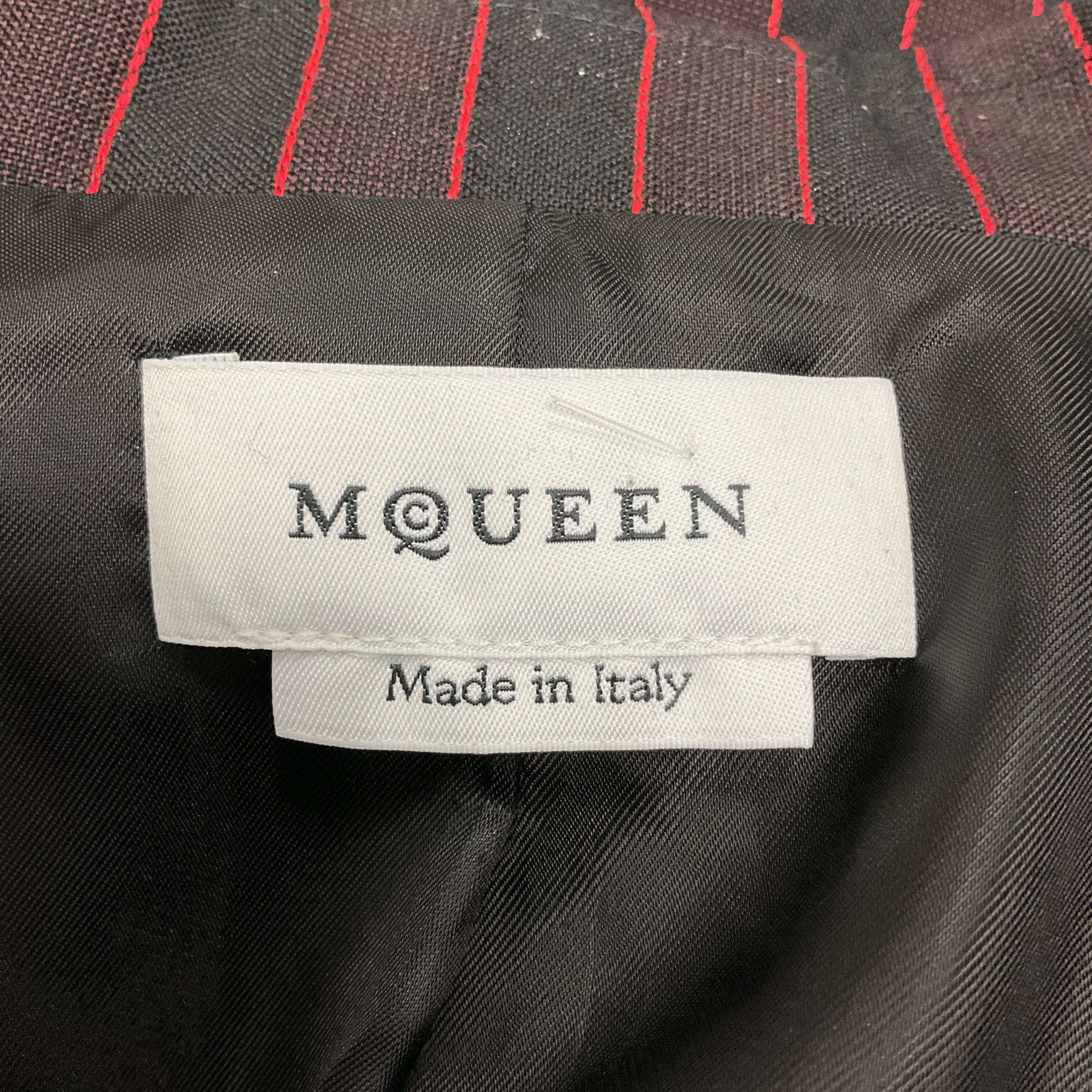 Alexander McQueen Black / Bordeaux 2024 Striped Wool Vest - Image 4