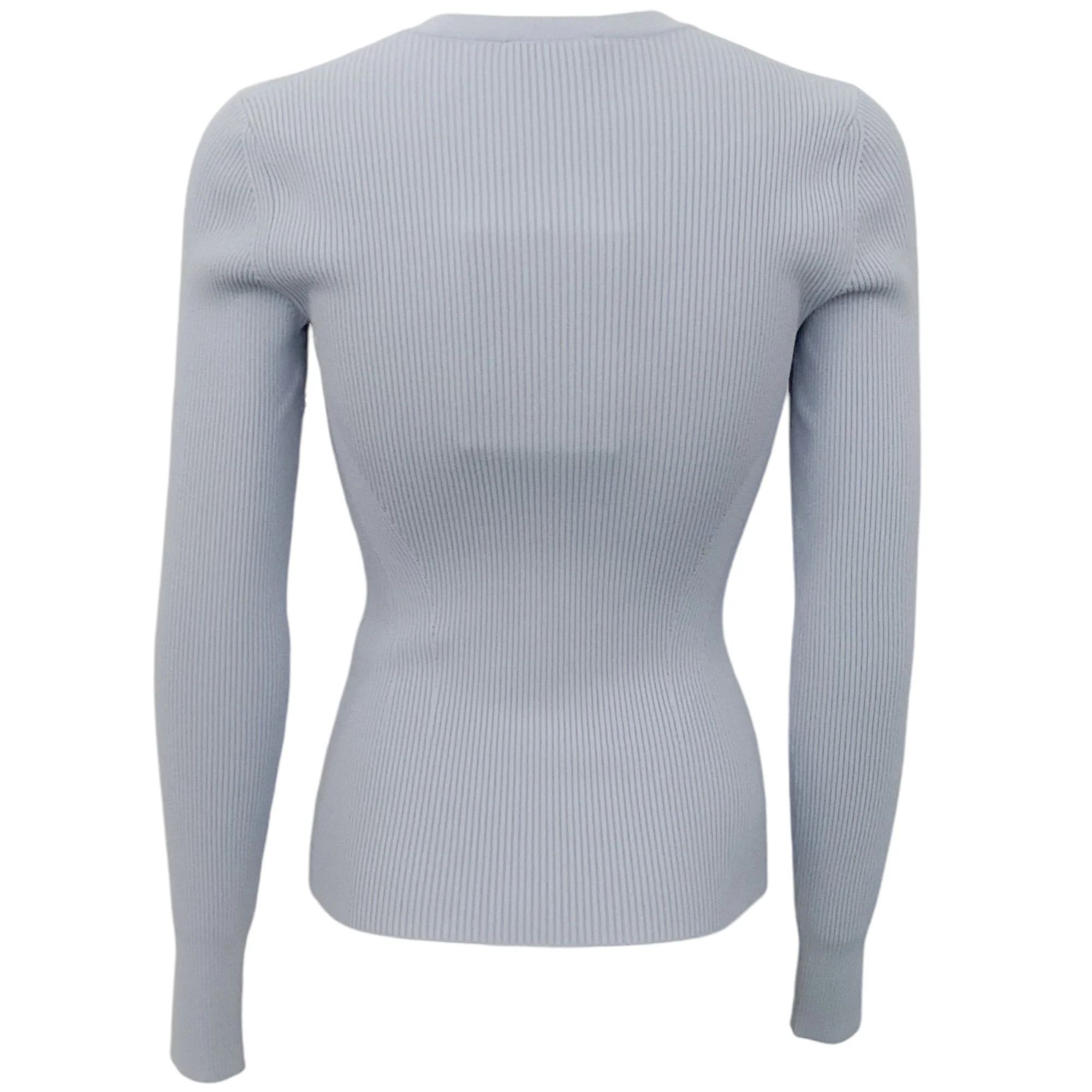Alexander McQueen Light Blue Cold Shoulder Ribbed Cardigan - Image 3