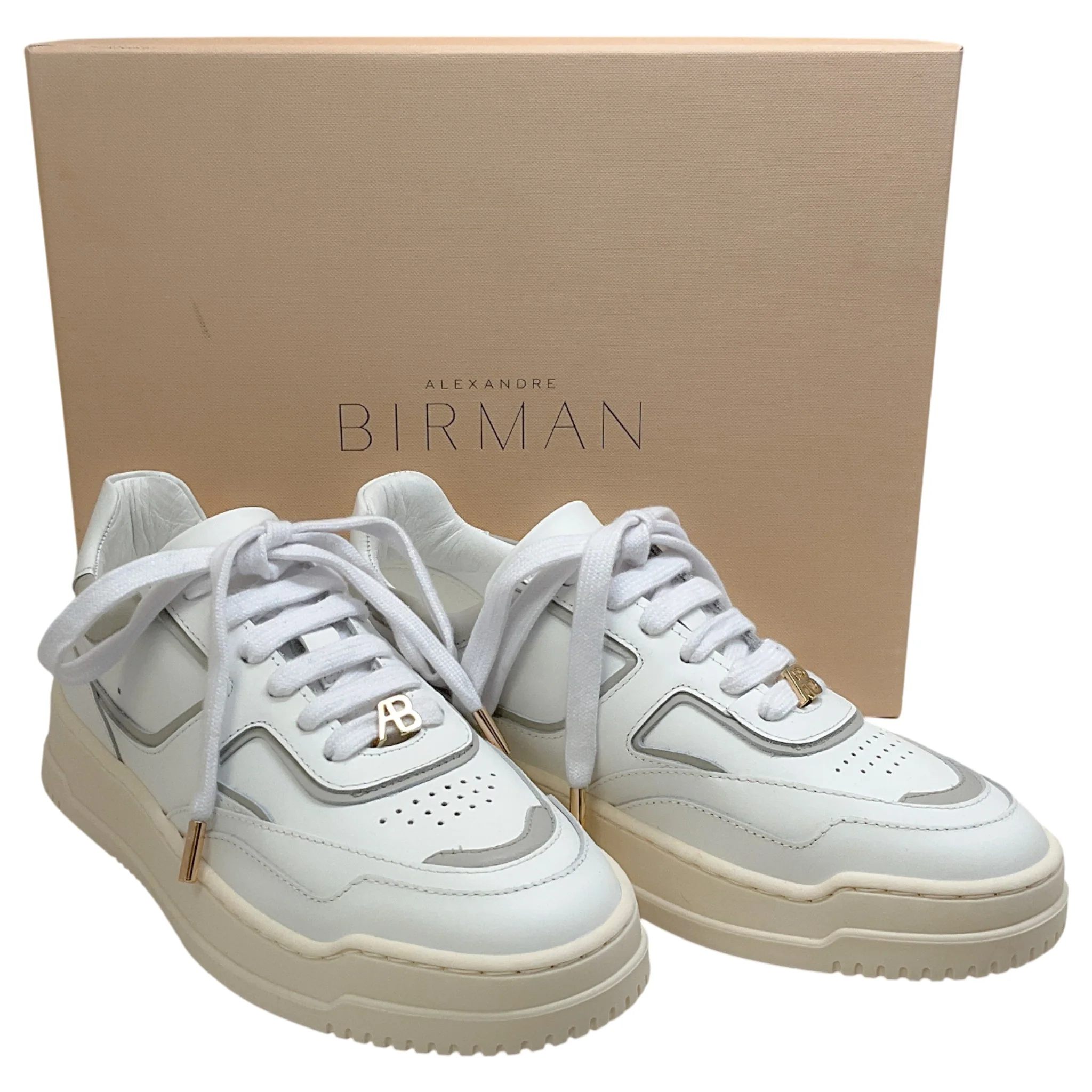 Alexandre Birman White / Ice Leather AB Sneakers - Image 6