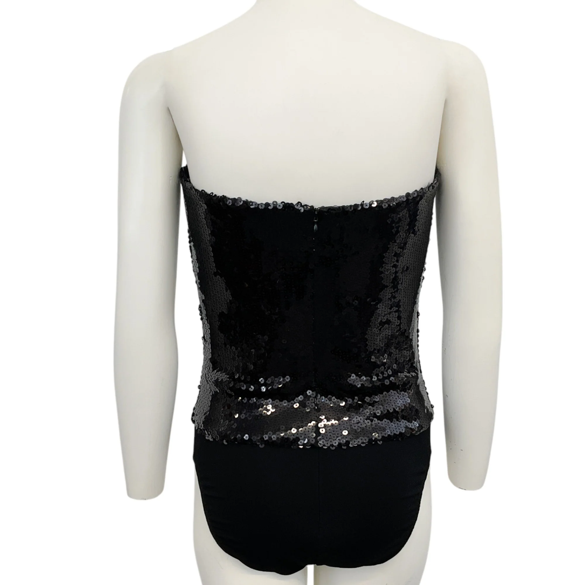 Alexandre Vauthier Black Strapless Sequin Bustier Bodysuit - Image 3