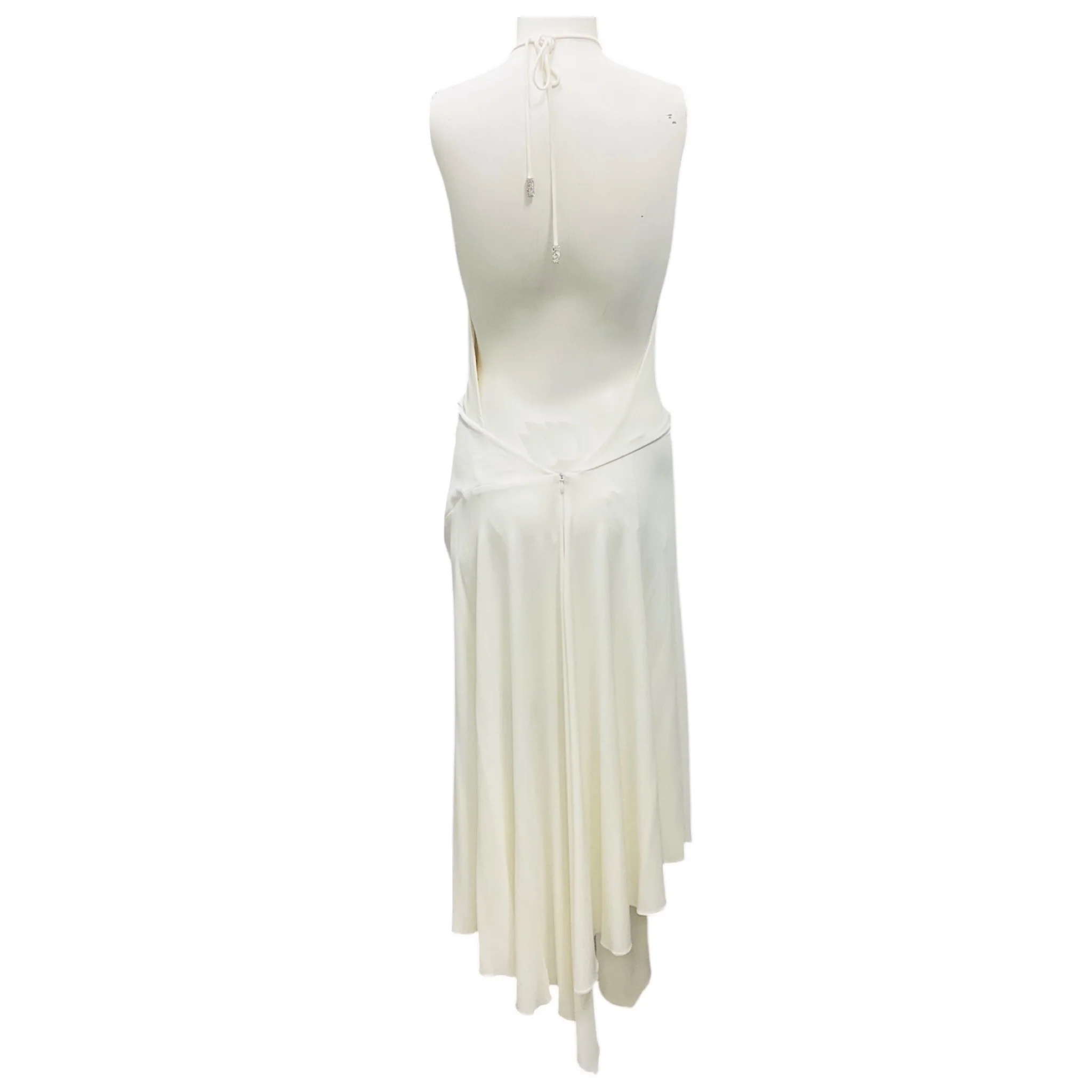 Alexandre Vauthier Ivory Halter Neck Midi Cocktail Dress - Image 3