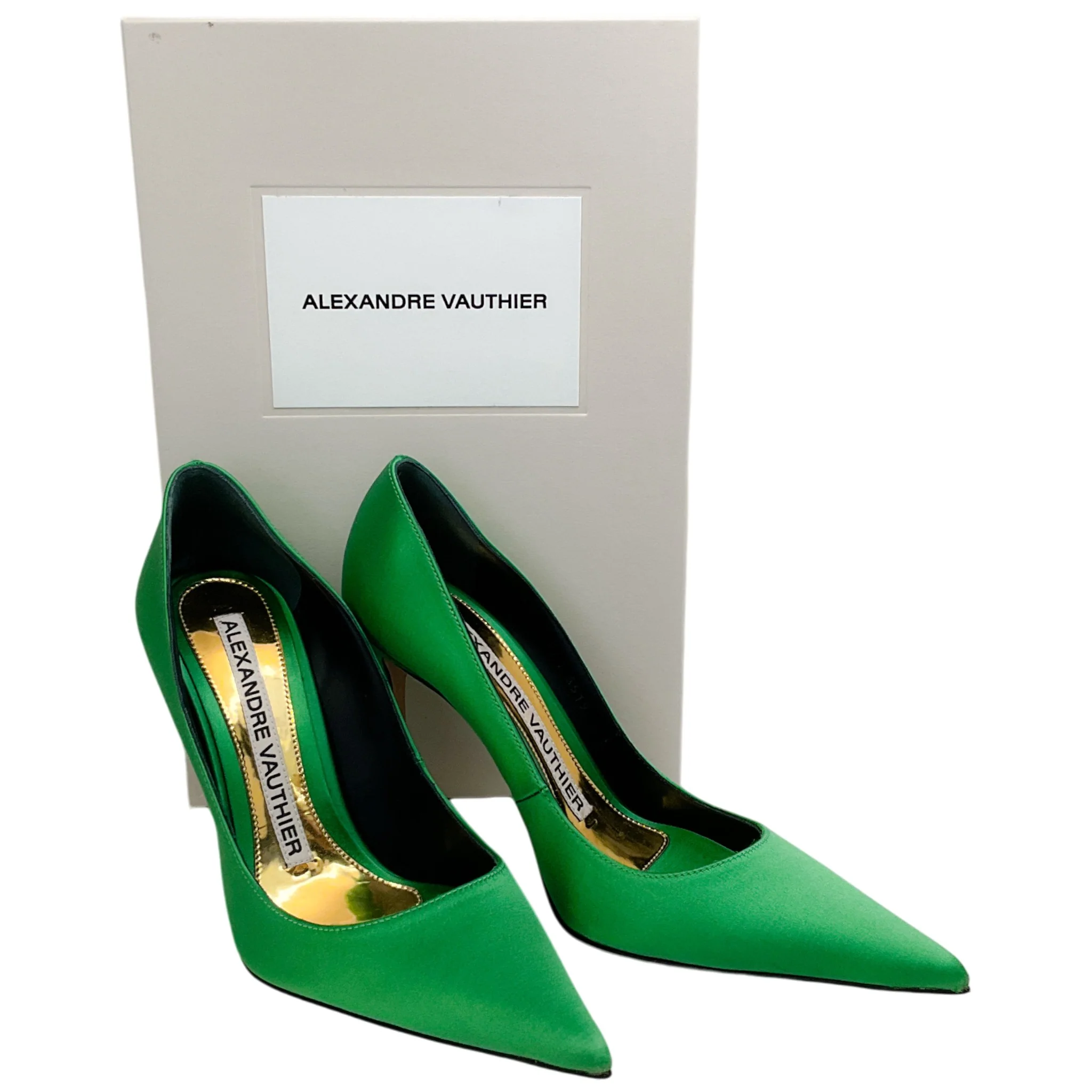 Alexandre Vauthier Green Satin Pumps - Image 6