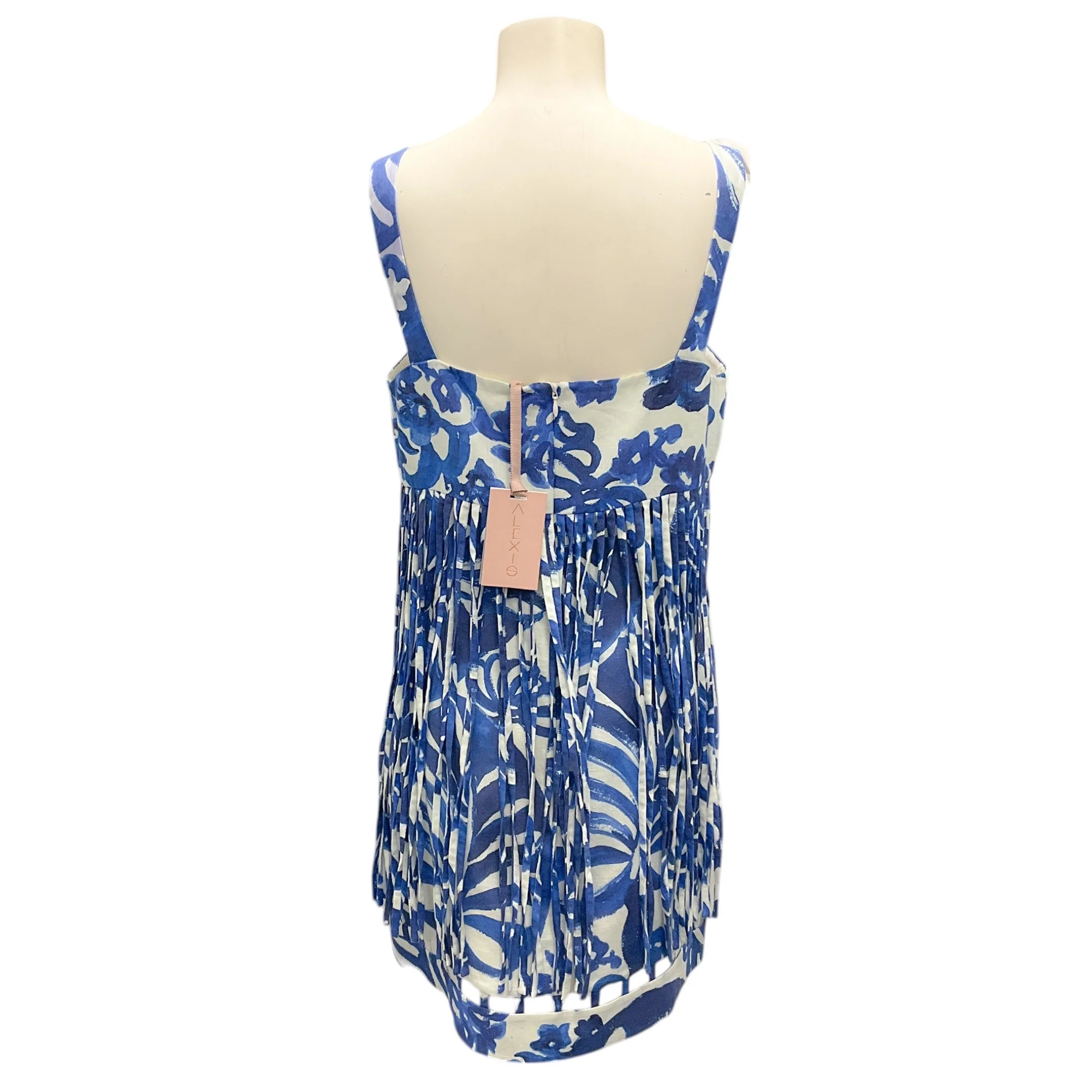 Alexis Blue / White Anika Linen and Cotton Mini Dress - Image 3