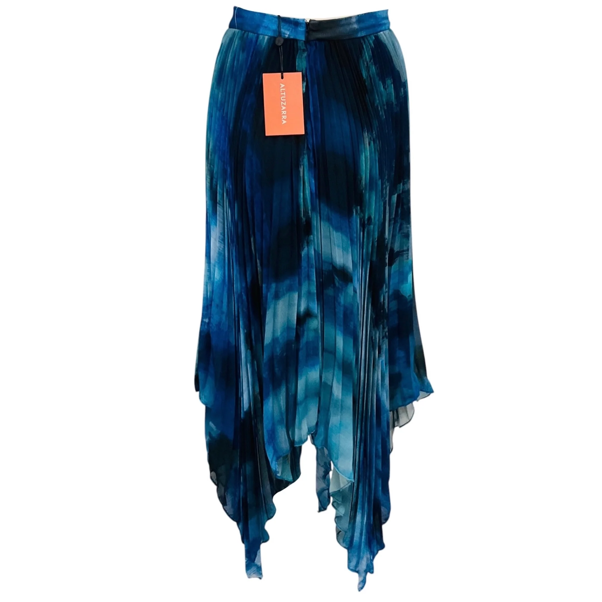 Altuzarra Berry Blue Strokes Pleated Tie Dyed Gauze Skirt - Image 3