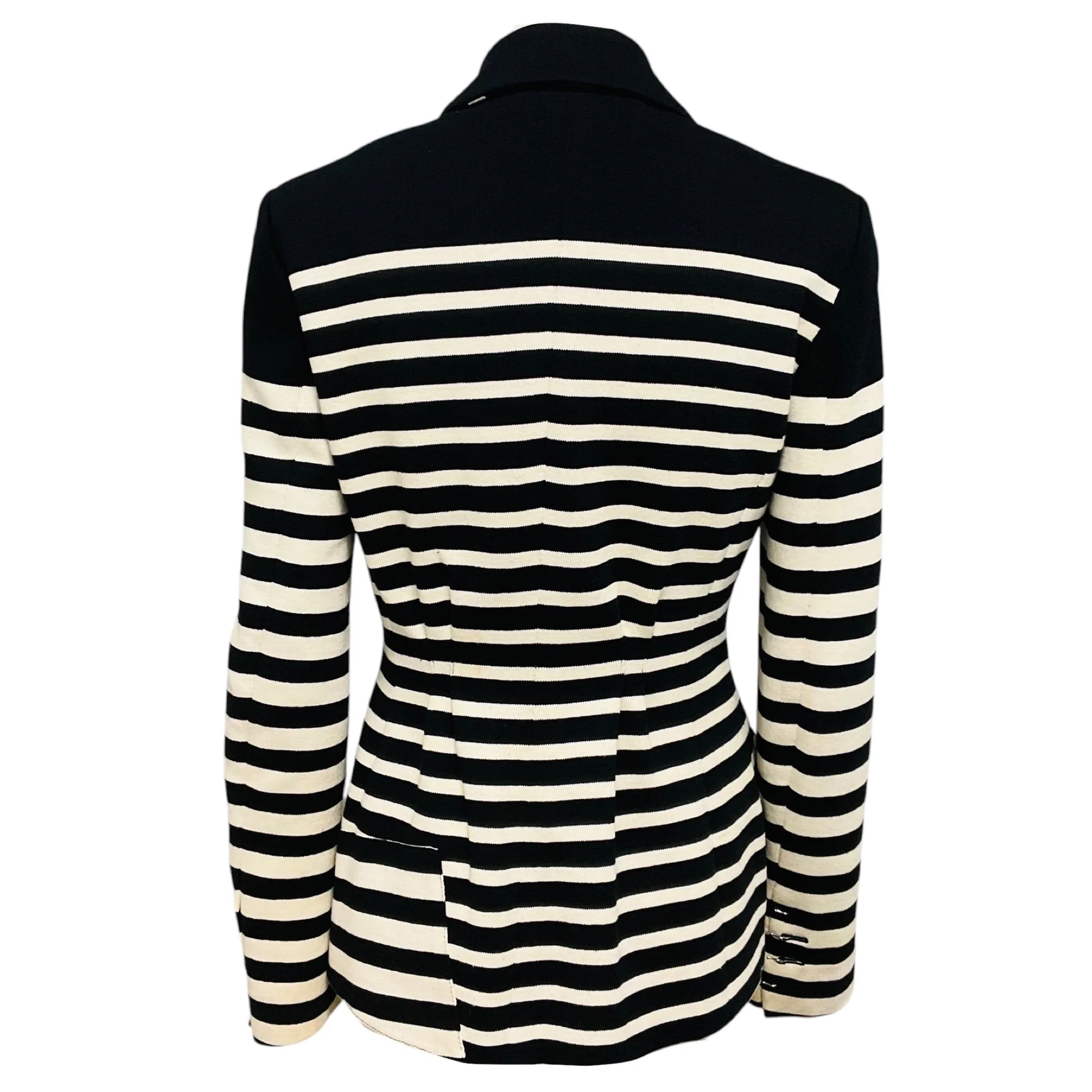 Altuzarra Black / Ivory Striped Knit Blazer Jacket - Image 3