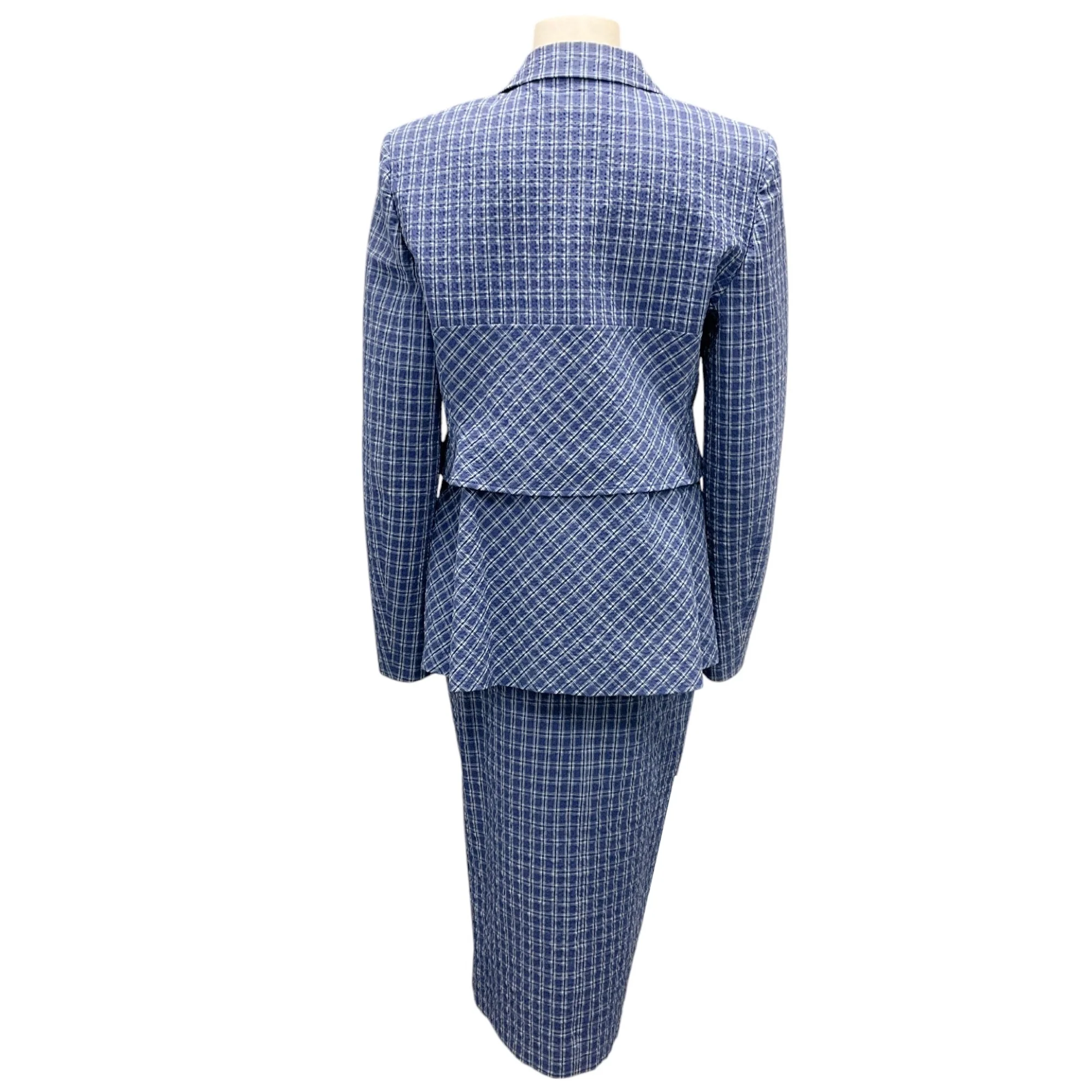 Altuzarra Blue Plaid Jacket and Skirt Two-Piece Suit Set - Image 3