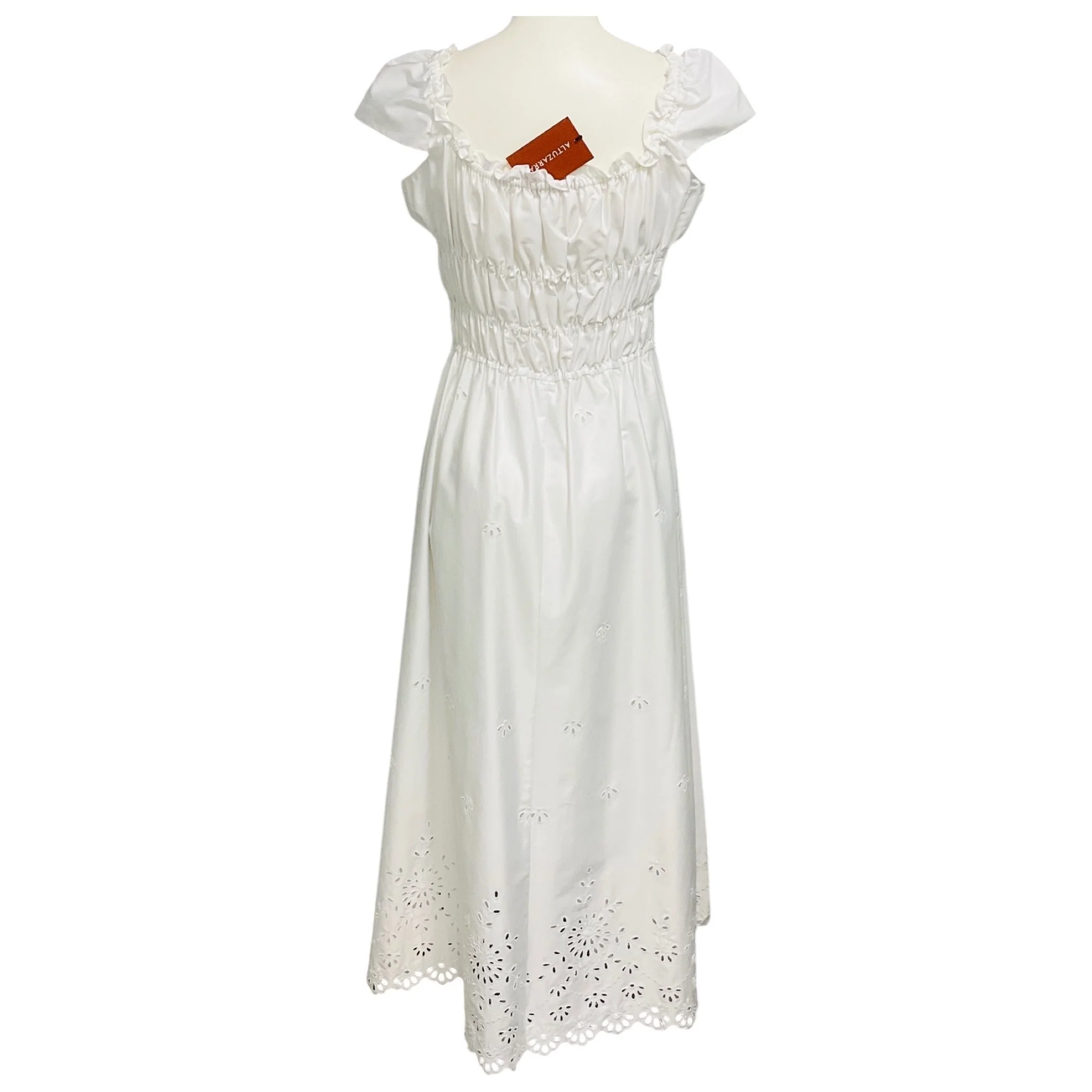 Altuzarra White Optic White Lily Cotton Eyelet Midi Dress - Image 3