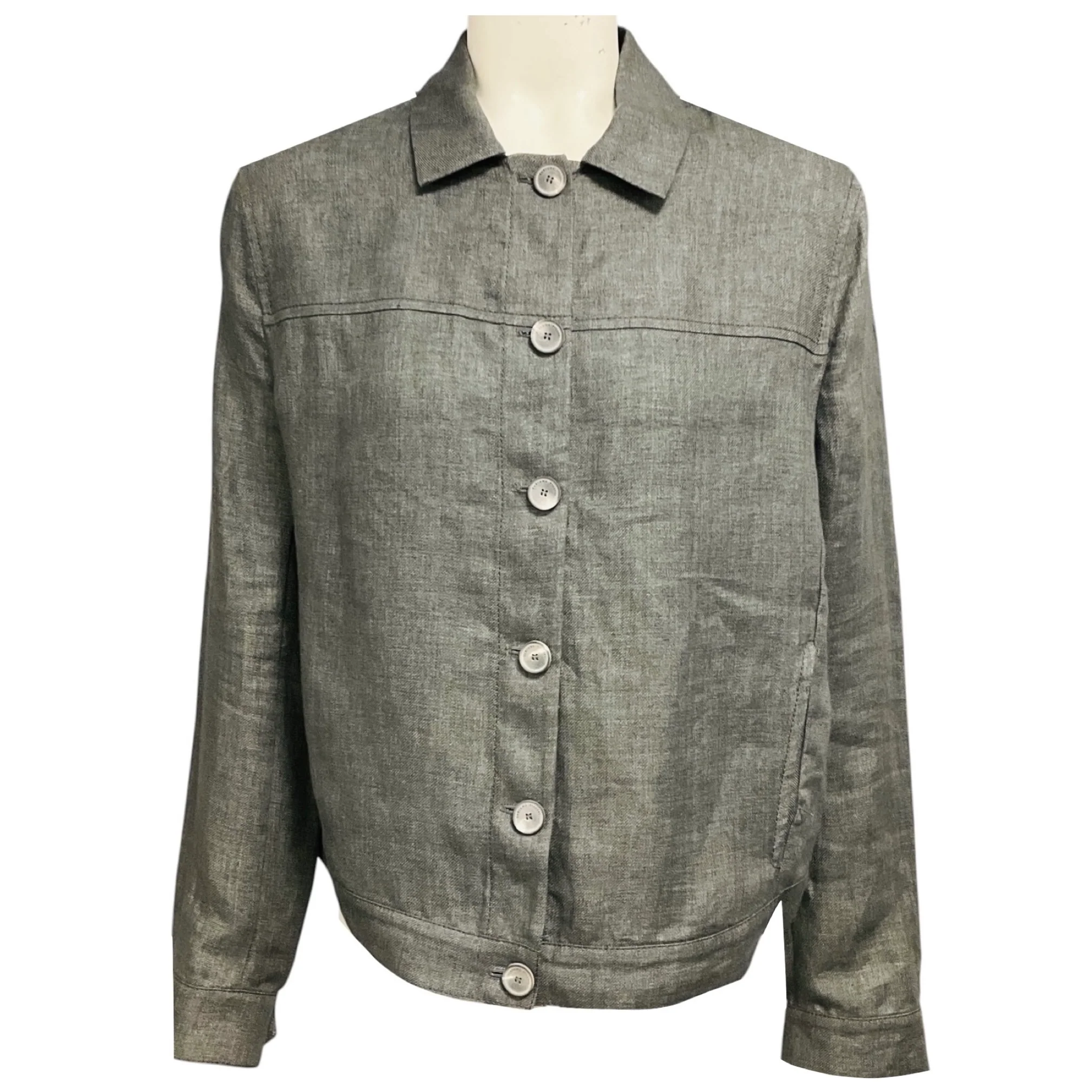 Fabiana Filippi Dark Grey Button Front Linen Jacket