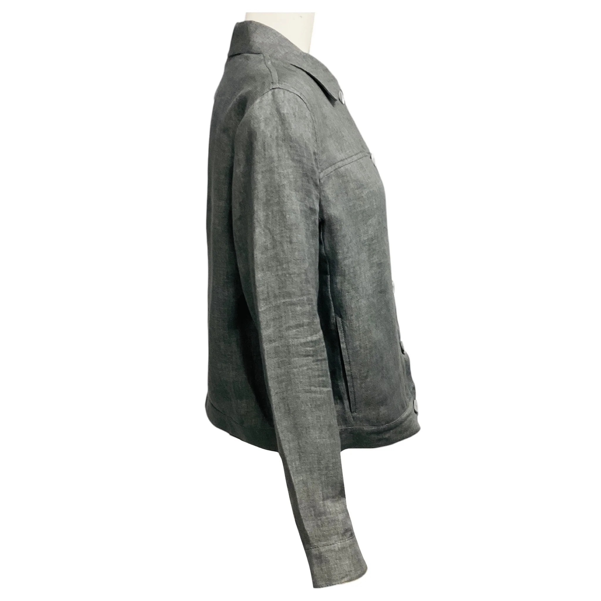 Fabiana Filippi Dark Grey Button Front Linen Jacket - Image 2