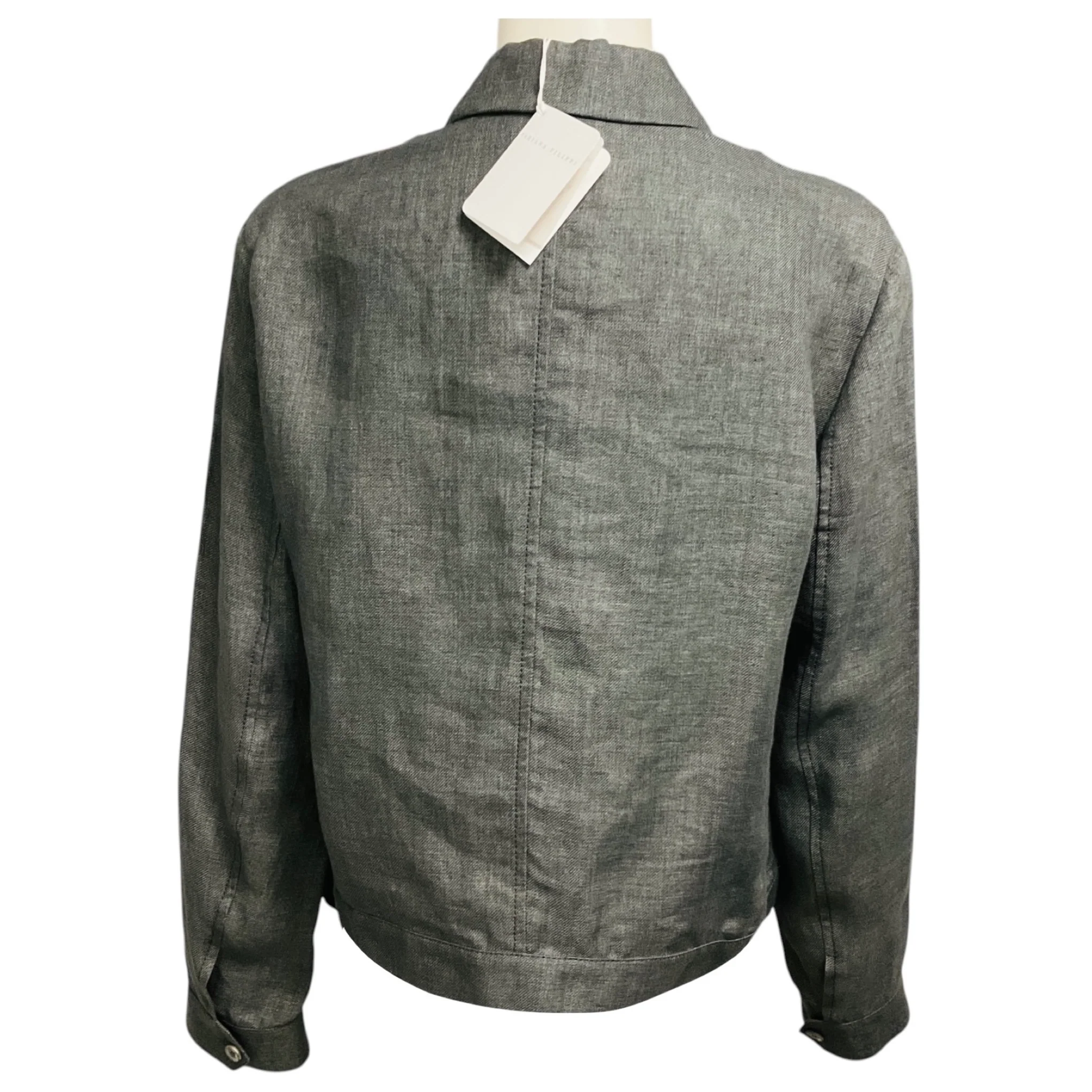 Fabiana Filippi Dark Grey Button Front Linen Jacket - Image 3