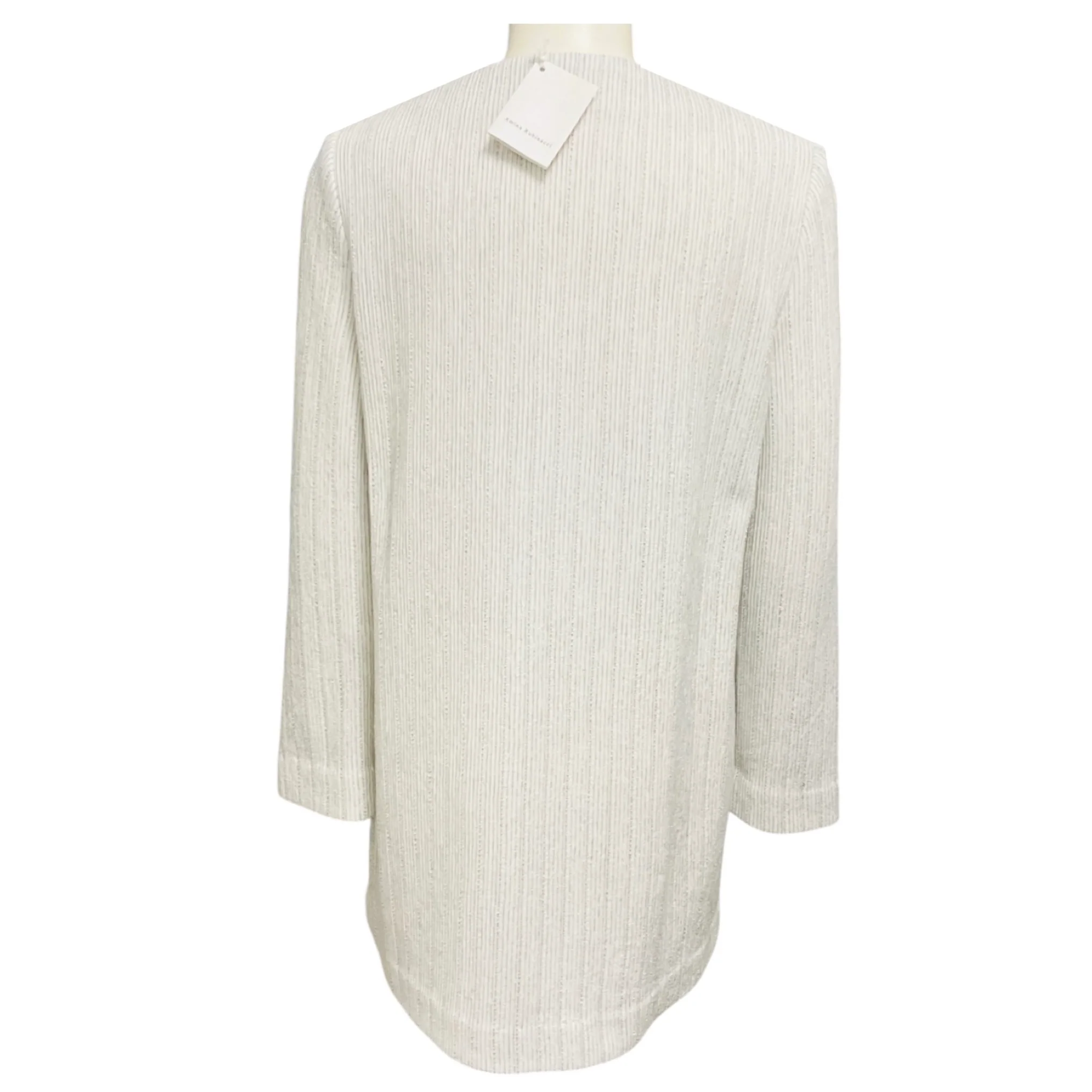 Amina Rubinacci White / Silver Metallic Ribbed Knit Jacket - Image 3