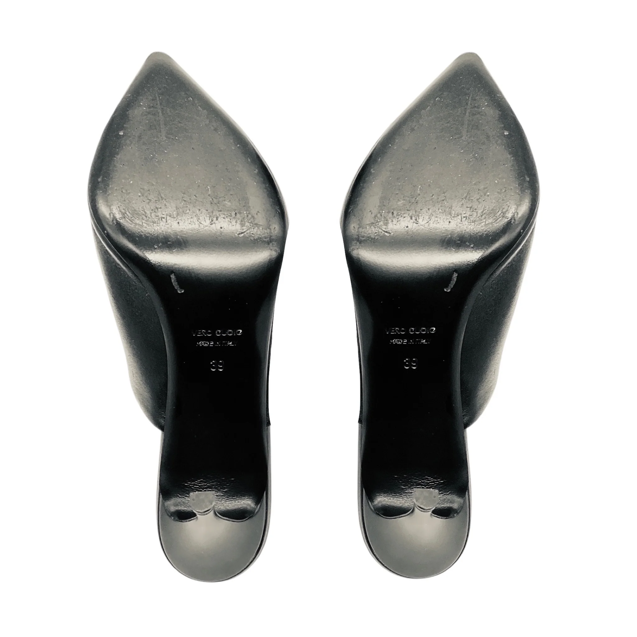 Antonelli Firenze Black Pointed Toe Leather Mule Sandals - Image 6