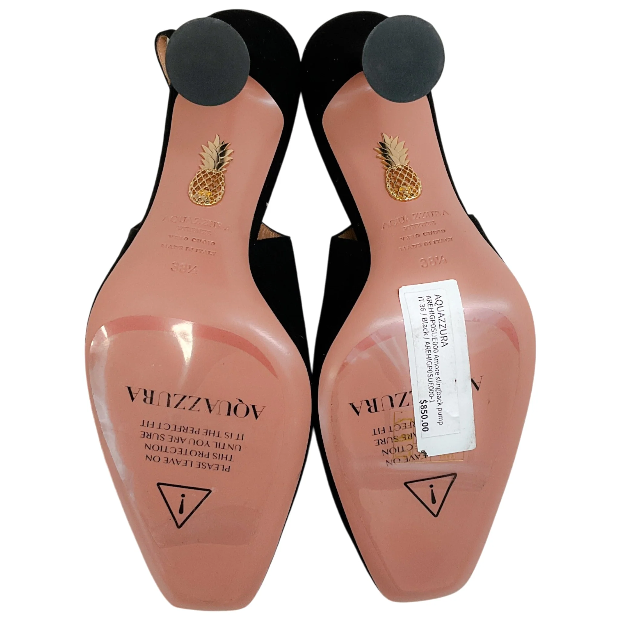Aquazzura Black Suede Amore 95 Slingback Pumps - Image 7