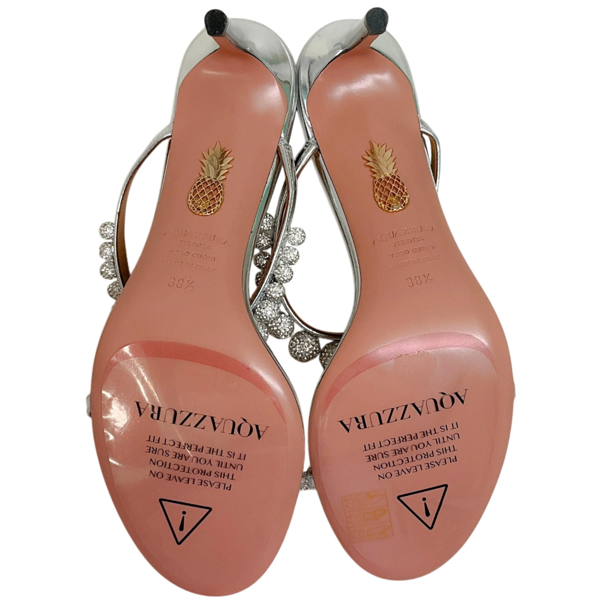 Aquazzura Silver Leather / Strass Disco Dancer 75 Sandals - Image 8
