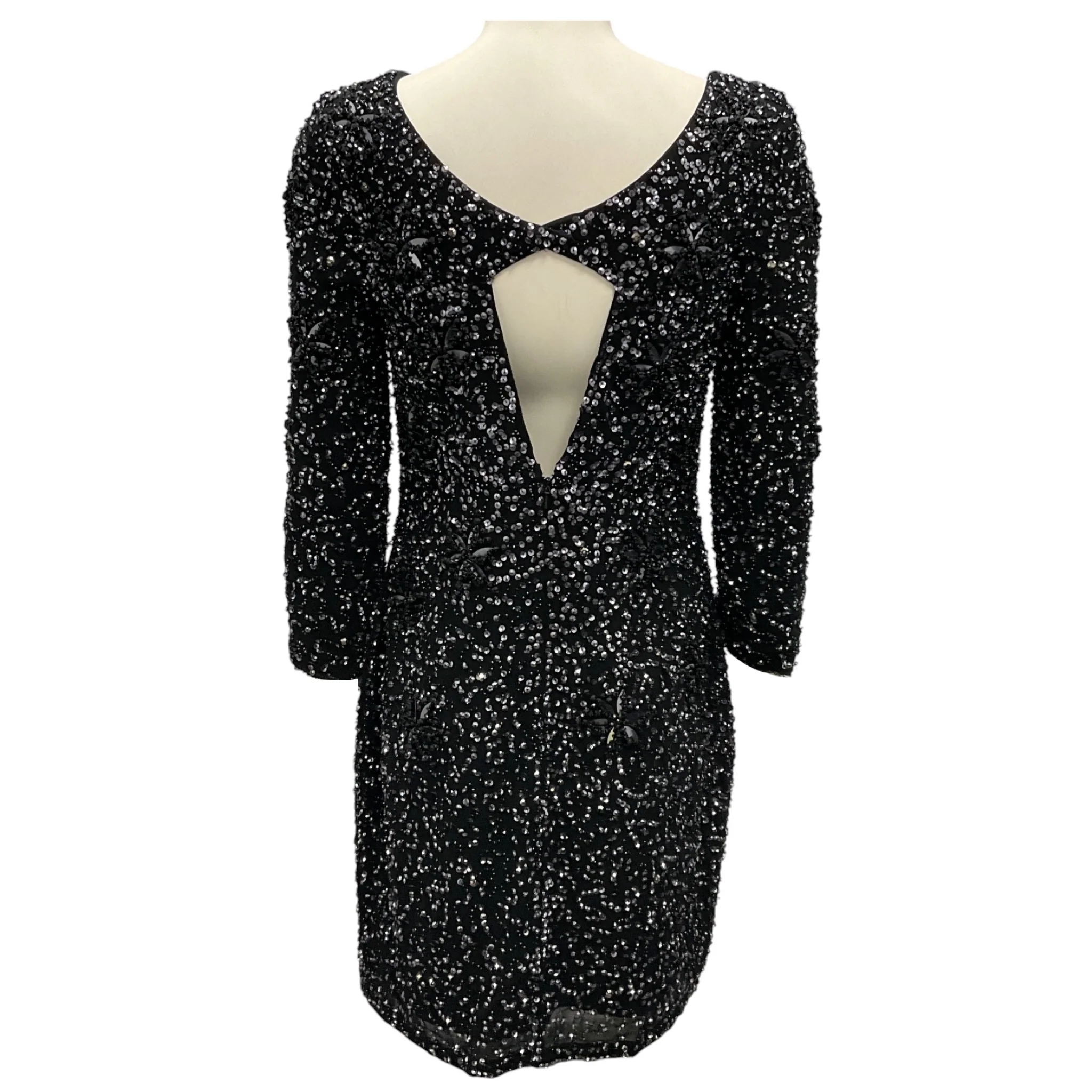 Armani Collezioni Black Embellished Cocktail Dress - Image 3