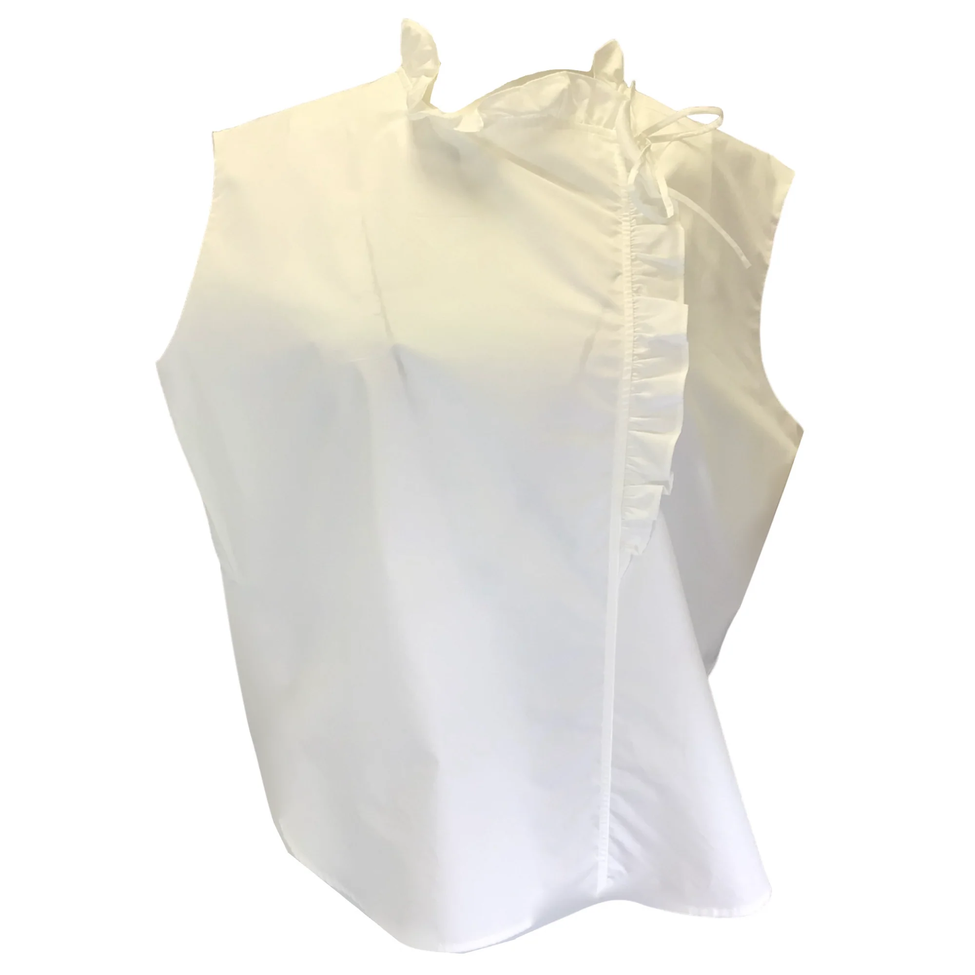 Atlantique Ascoli White Ruffled Sleeveless Cotton Blouse