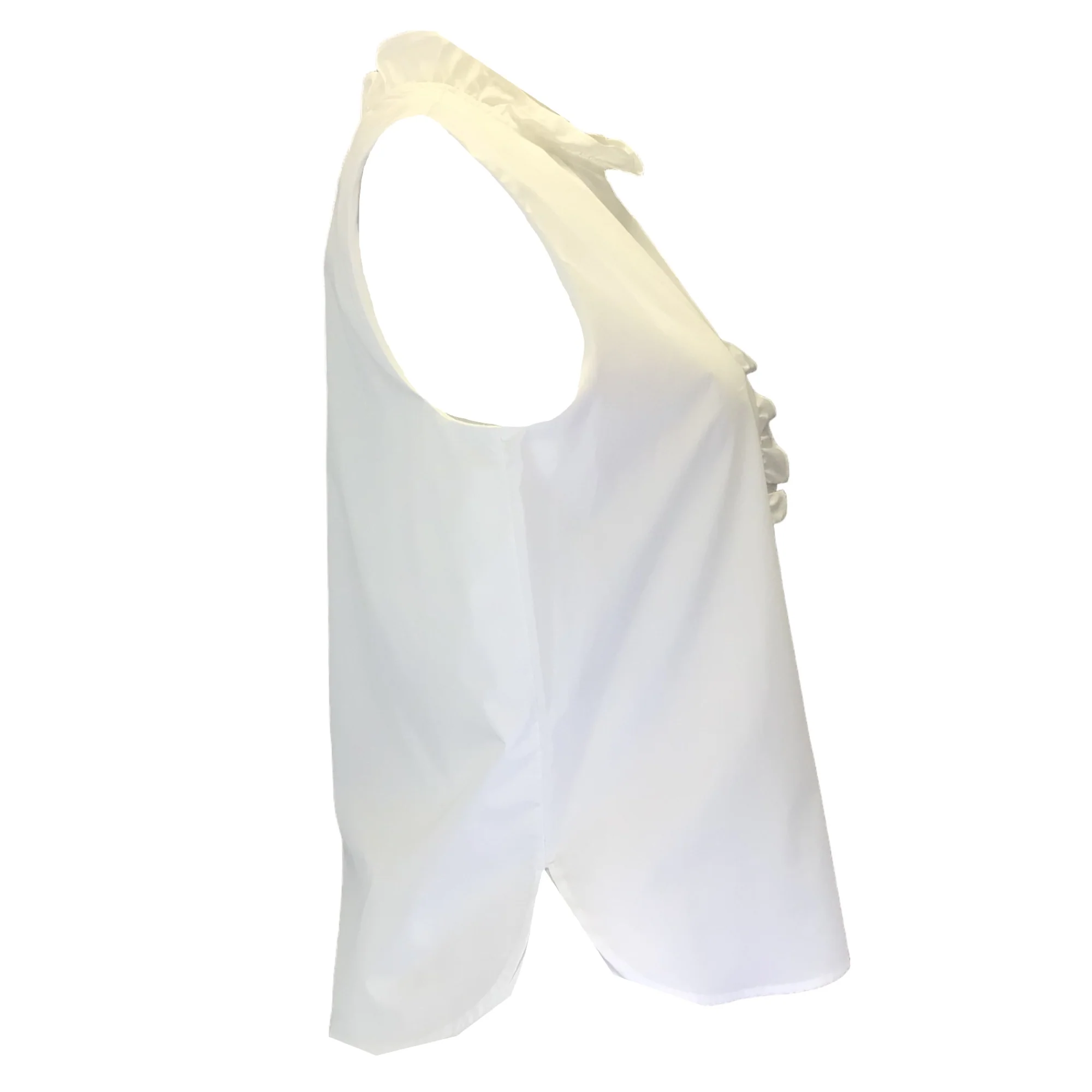 Atlantique Ascoli White Ruffled Sleeveless Cotton Blouse - Image 2