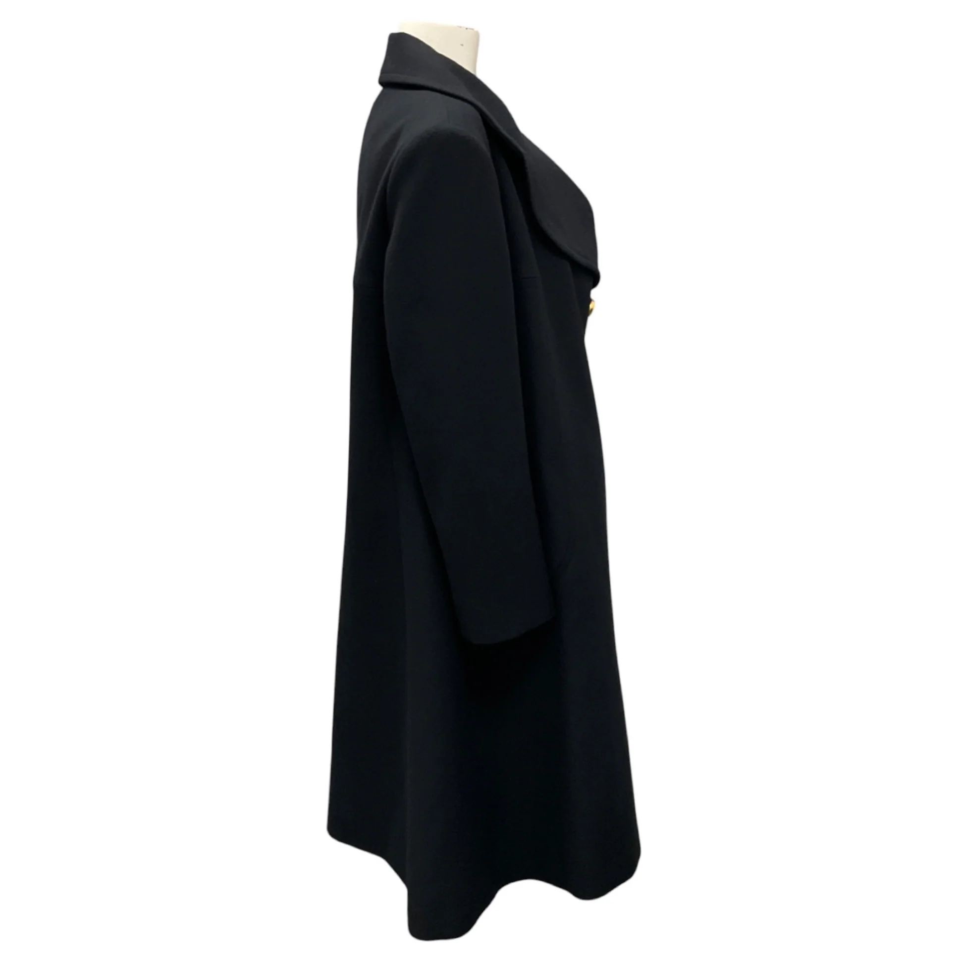 Balenciaga Black Asymmetric Buttoned Wool Coat - Image 3
