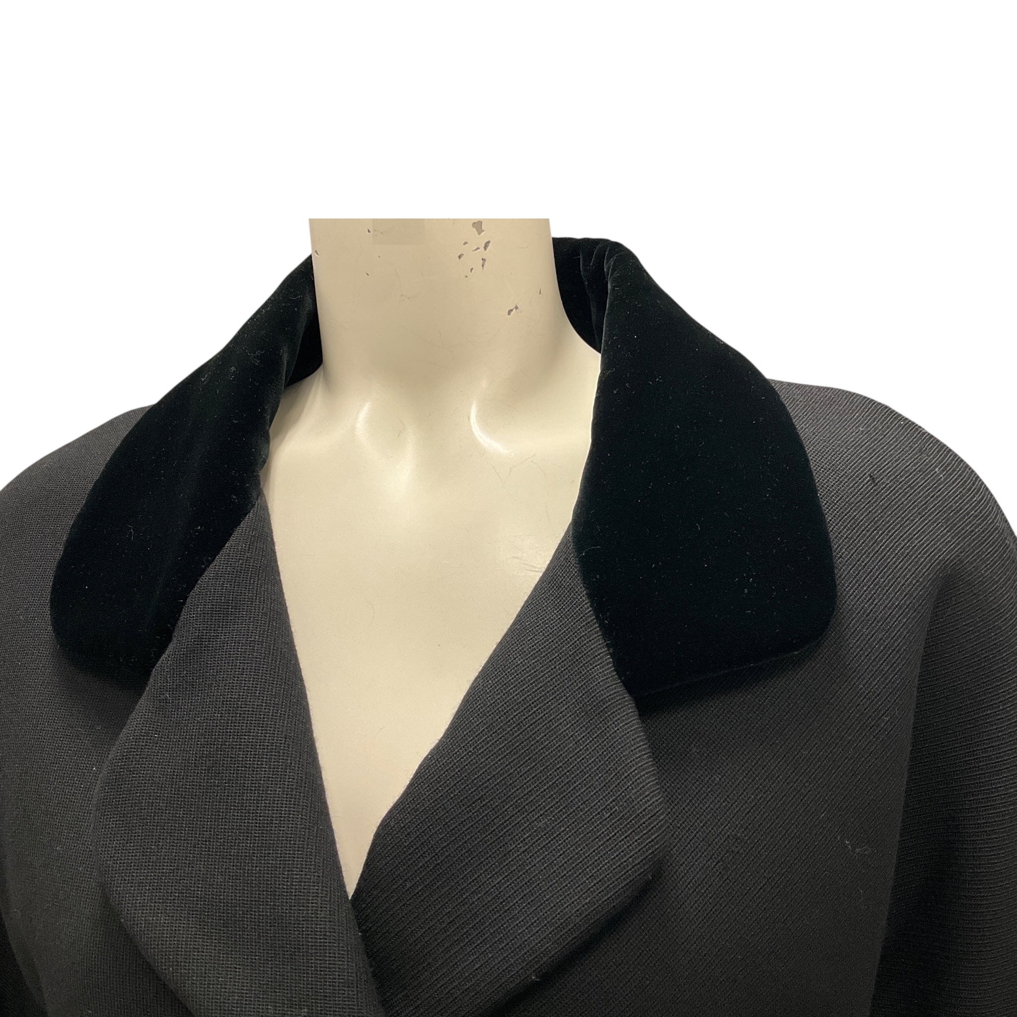 Balenciaga Black Double Breasted Mid Length Coat with Velvet Collar - Image 5