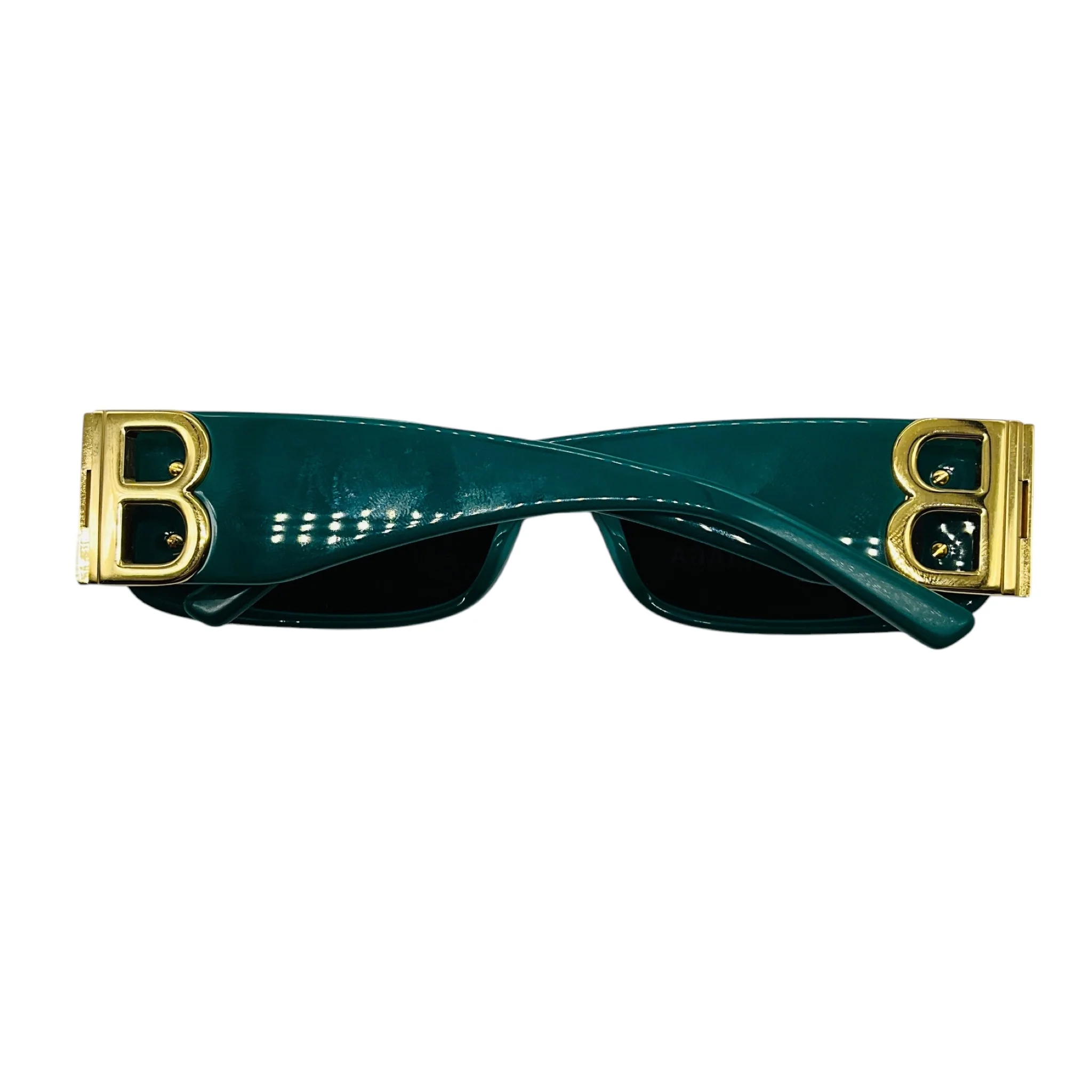 Balenciaga Green / Gold BB Logo Rectangular Shape Acetate Sunglasses - Image 6