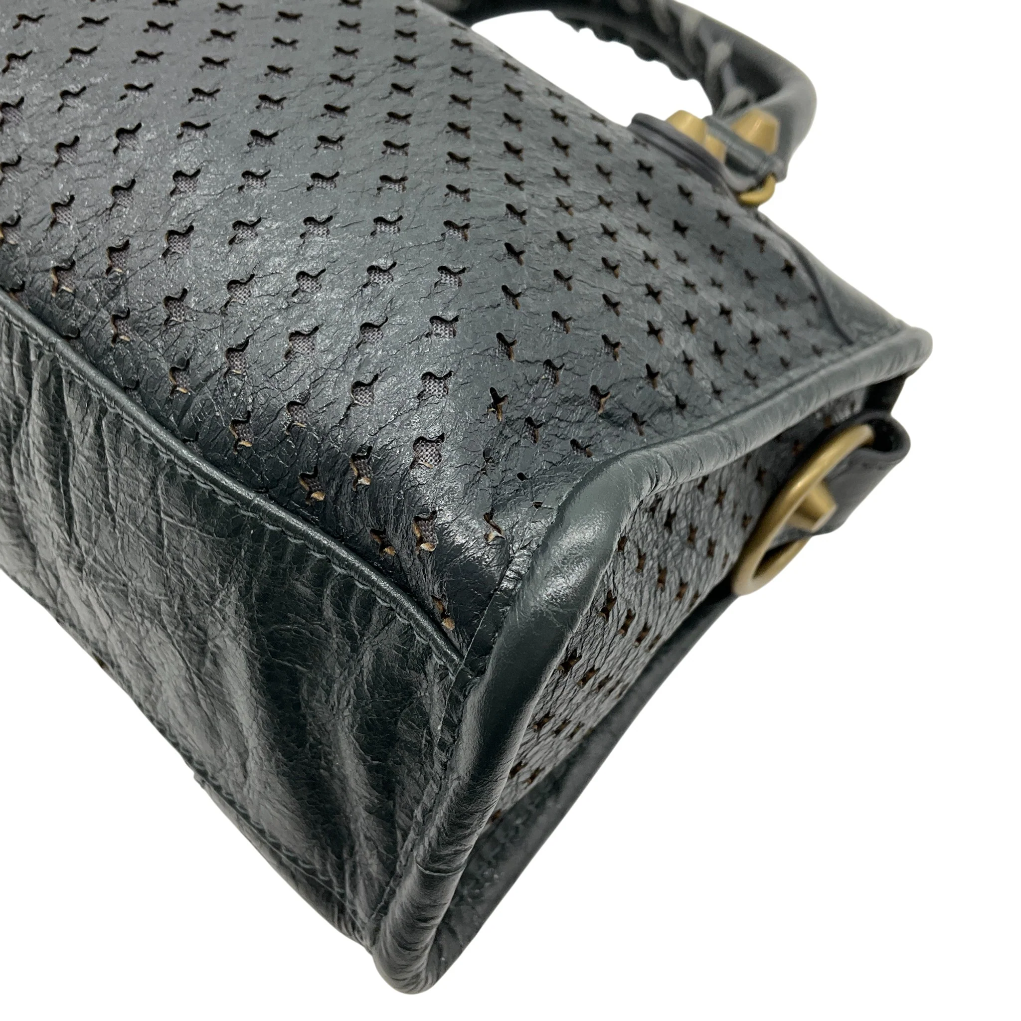 Balenciaga Grey Perforated Leather Mini City Bag - Image 6