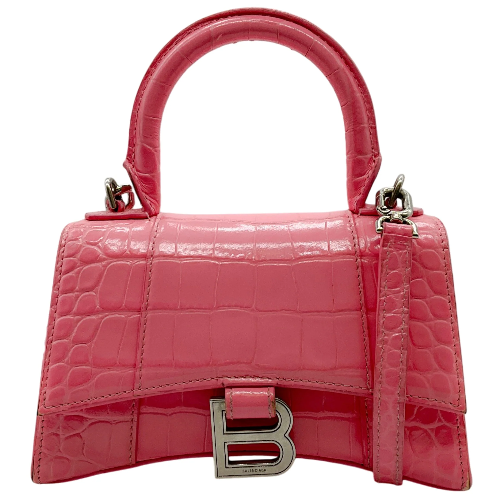 Balenciaga Pink Embossed Leather Small Hourglass Bag