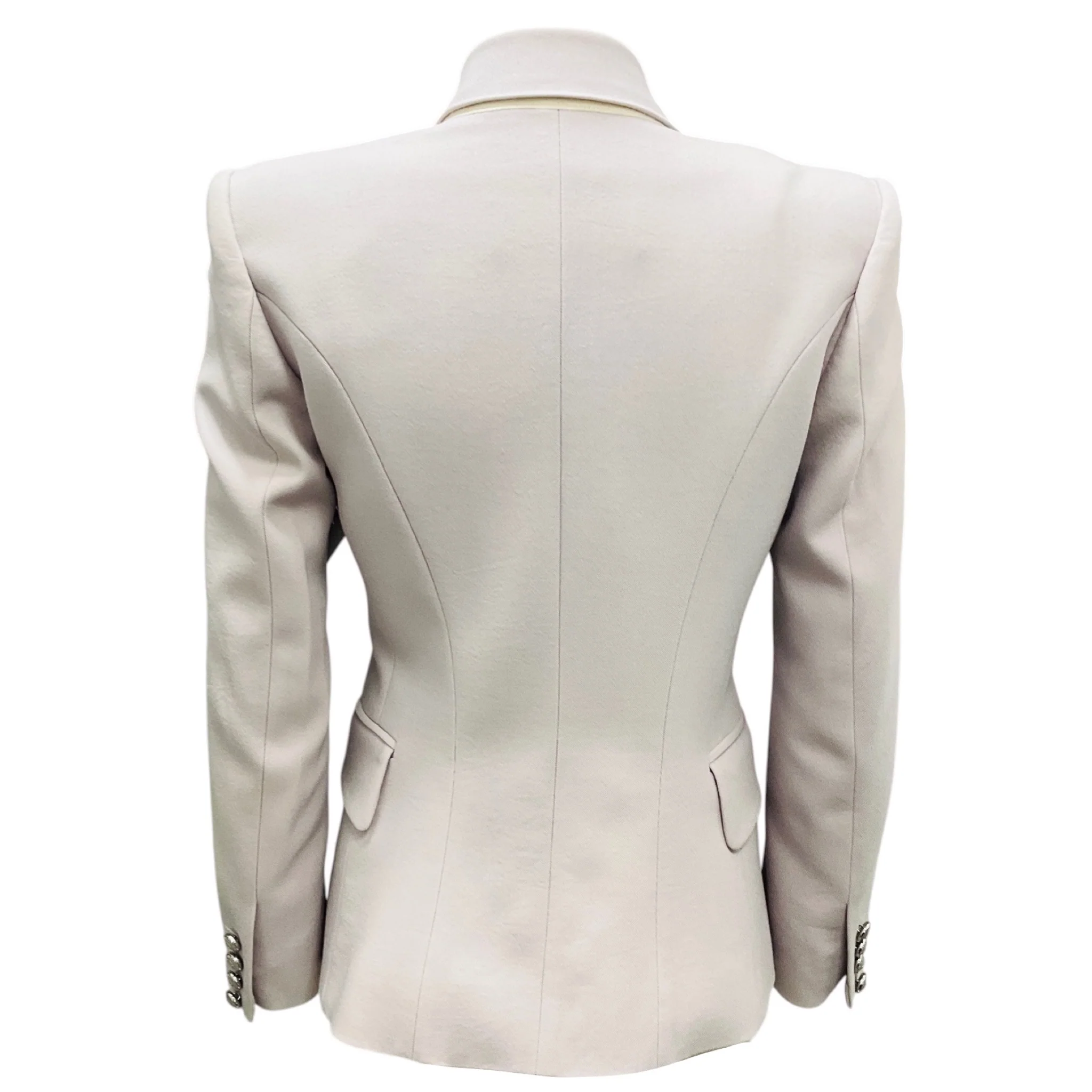 Balmain Lilac / Lilas Double Breasted Wool Jacket with Silver Buttons - Image 3