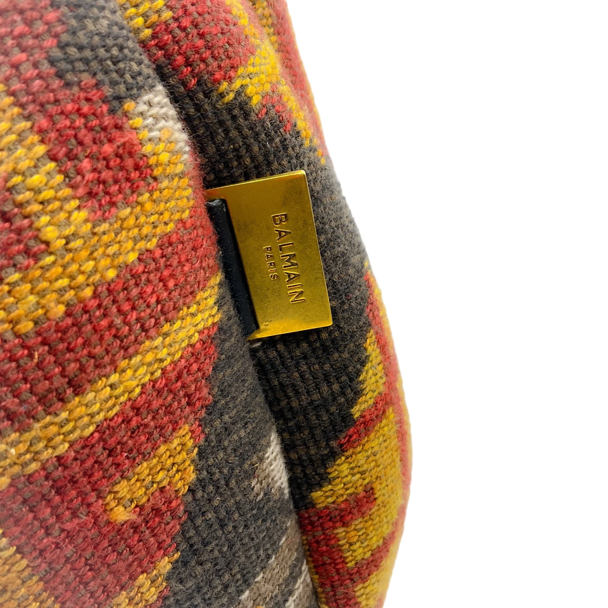 Balmain Red Multi Monogram Tapestry Shoulder Bag - Image 4