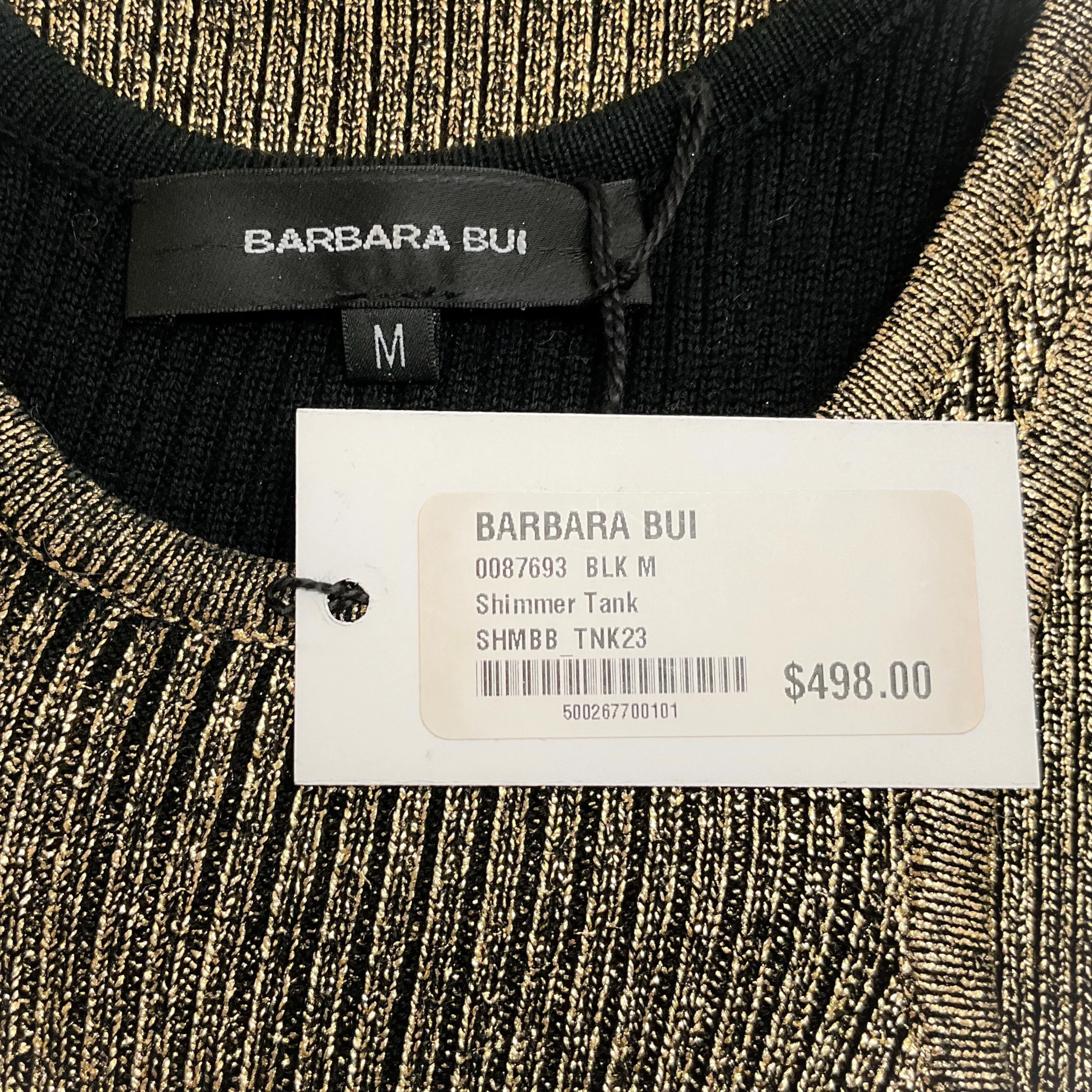 Barbara Bui Black / Gold Knit Shimmer Tank - Image 4