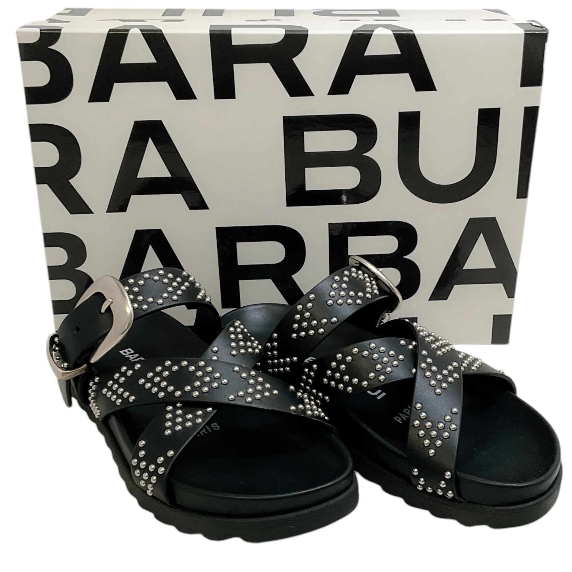 Barbara Bui Black Leather Studded Slide Sandals - Image 6