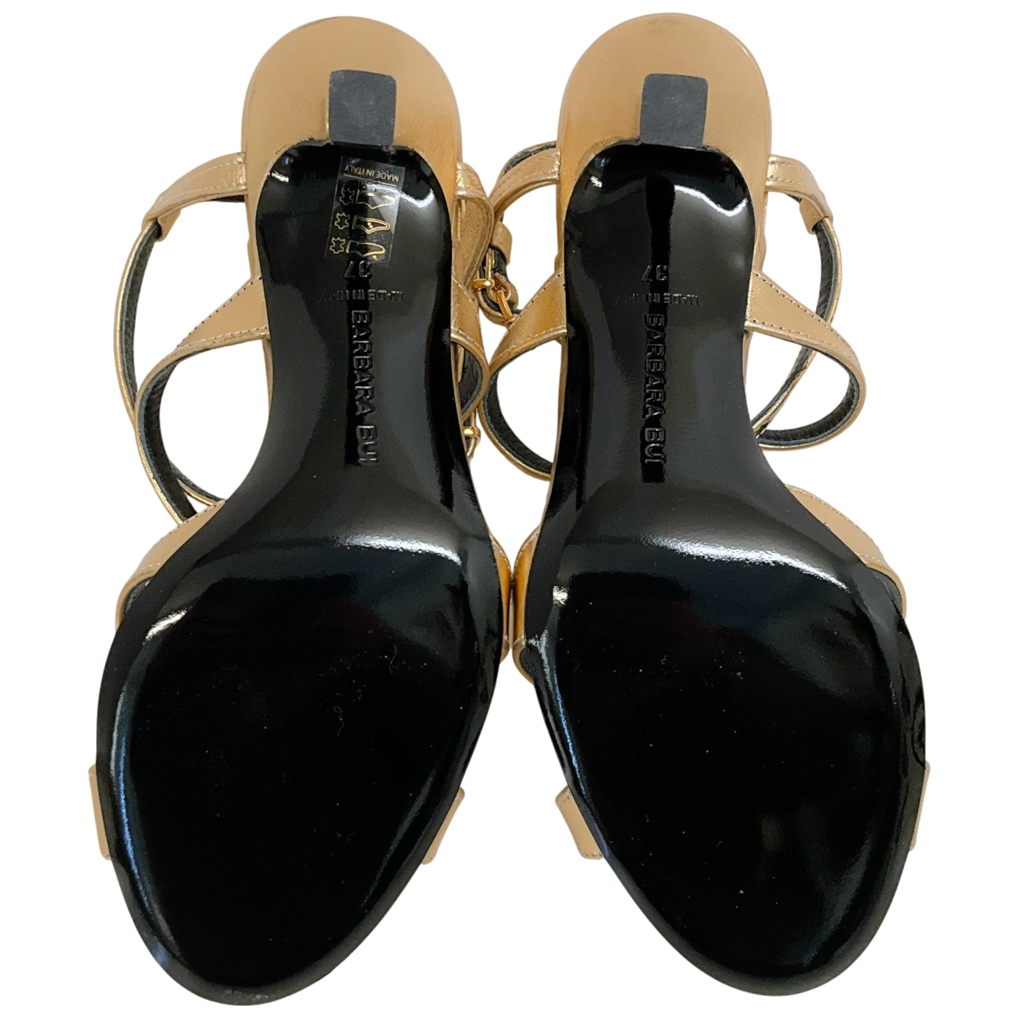 Barbara Bui Gold Strappy Criss Cross Sandals - Image 5